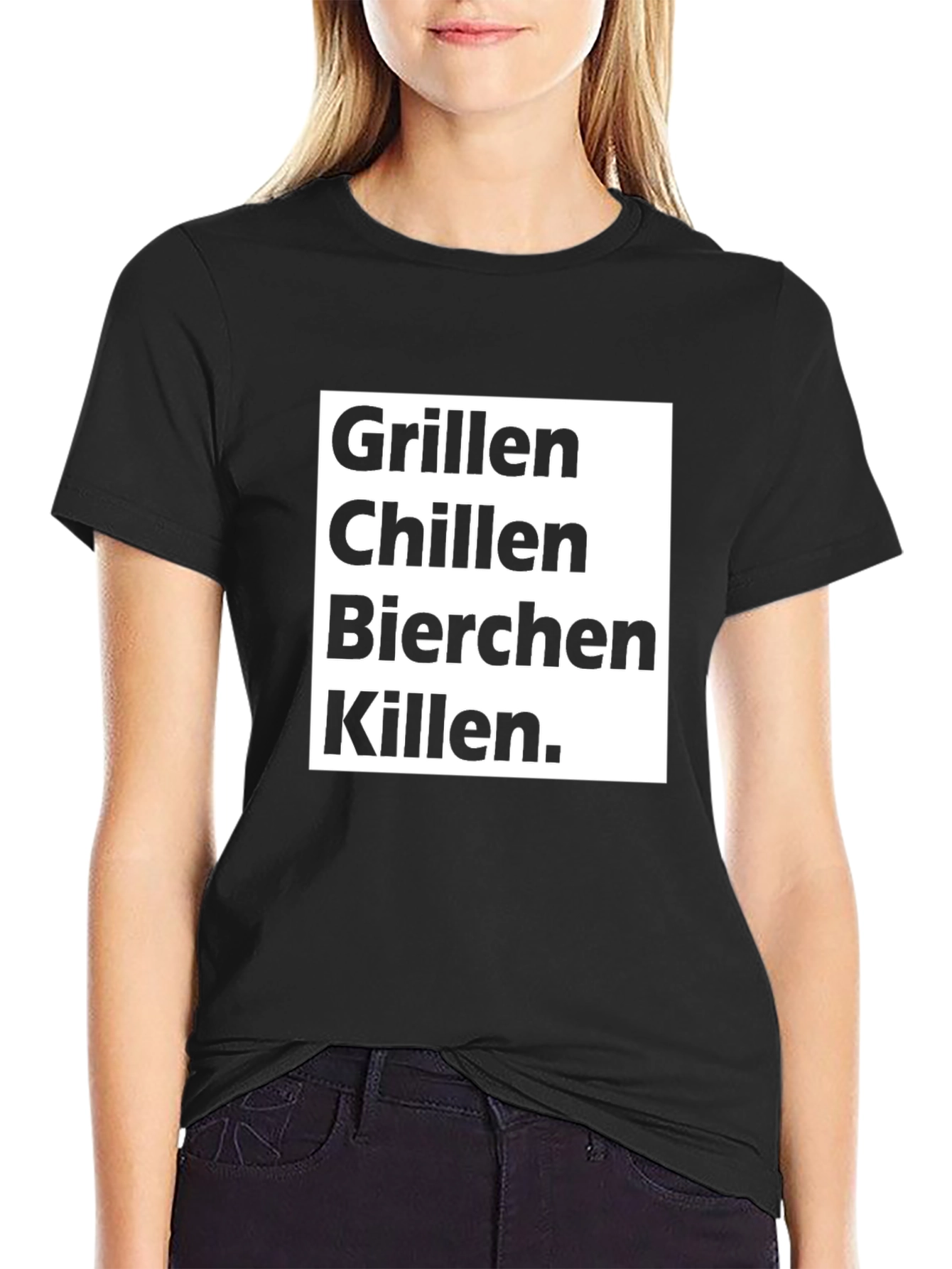 Black Grillen Chillen Bierchen Killen T-Shirt view 2