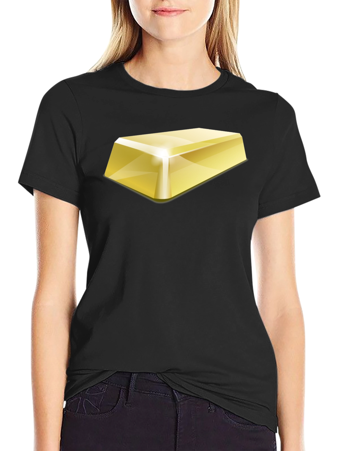 Black Gold Bar Graphic Tee - Premium Black Cotton view 2