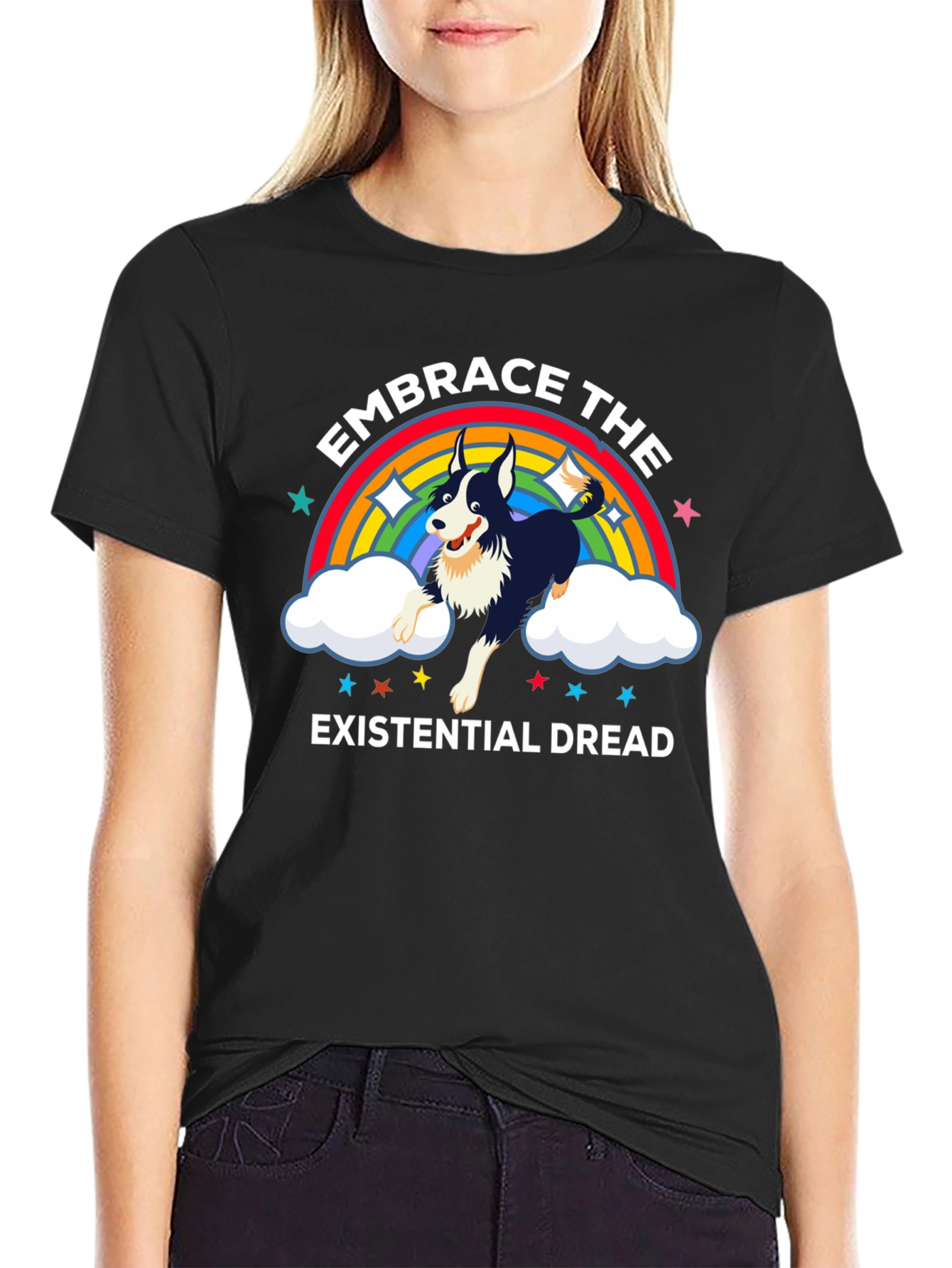 Black Embrace Existential Dread Dog T-Shirt view 2