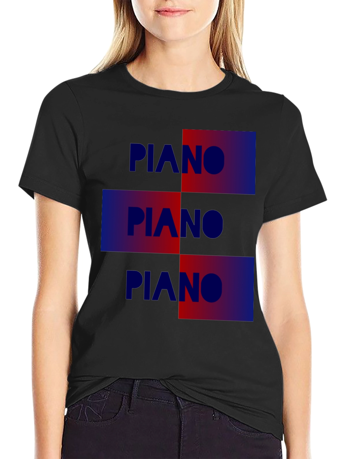 Black Piano Graphic Tee - Cool Music Lover T-Shirt view 2
