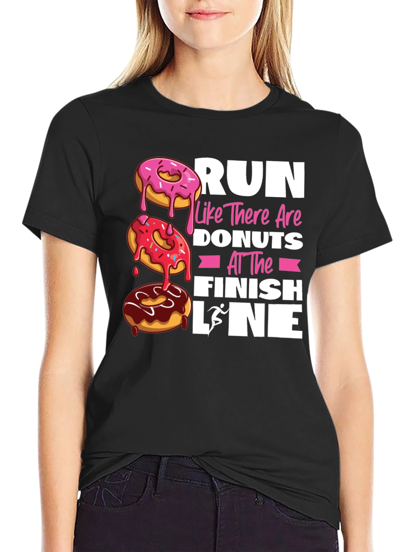 Black Run for Donuts T-Shirt - Funny Fitness Apparel view 2