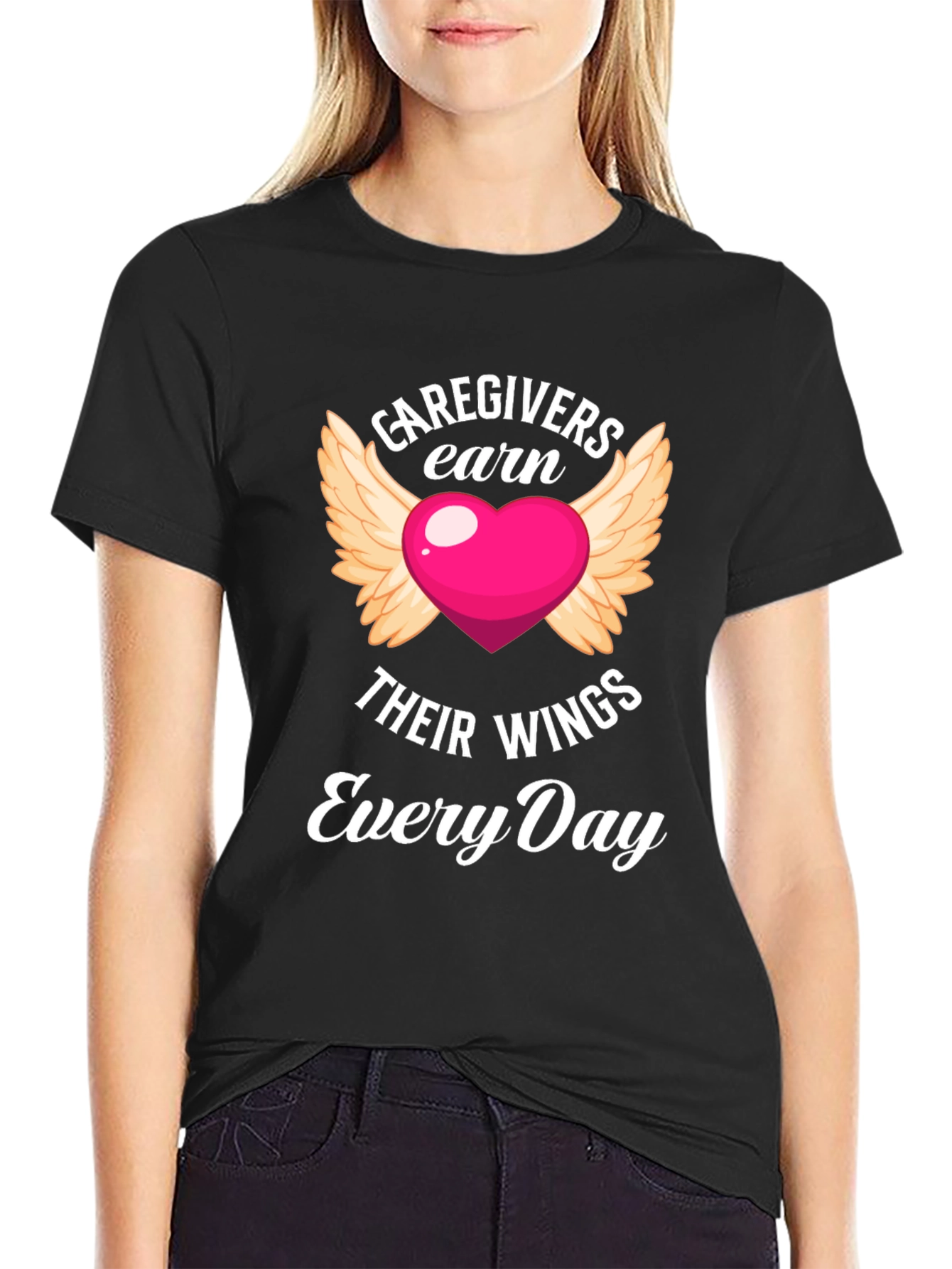 Black Caregivers Earn Their Wings T-Shirt view 2
