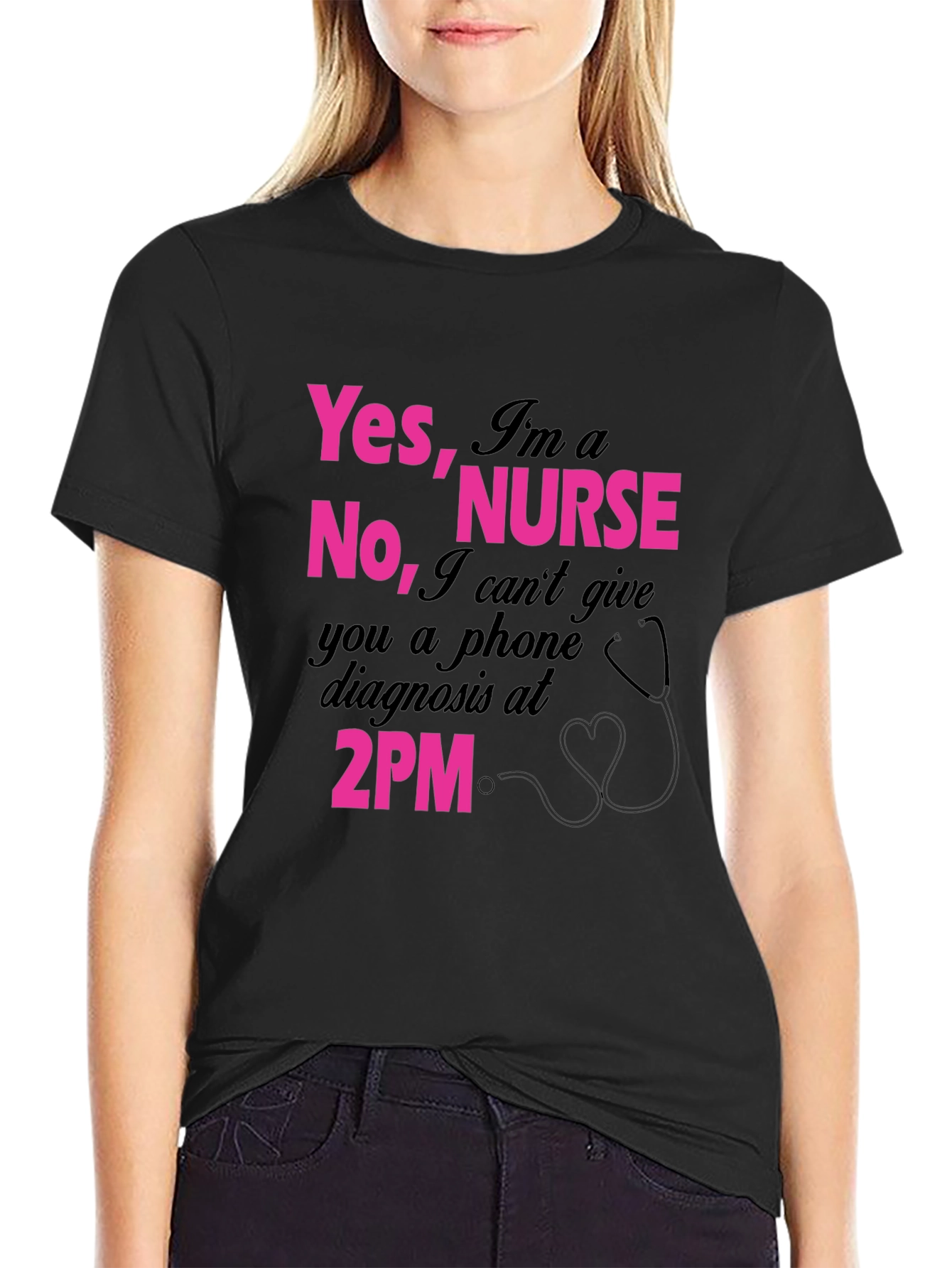 Black Funny Nurse T-Shirt - Yes I'm a Nurse - Black view 2