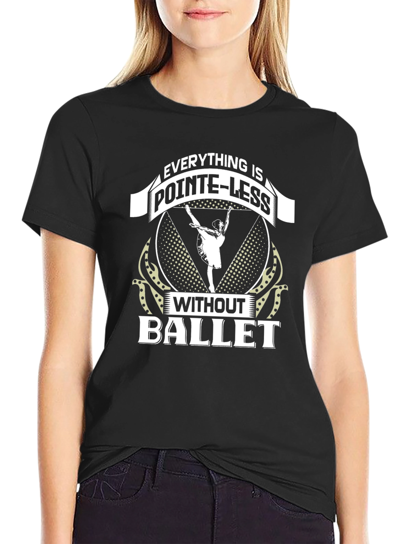 Black Pointe-Less Ballet T-Shirt: Dance Passion Apparel view 2