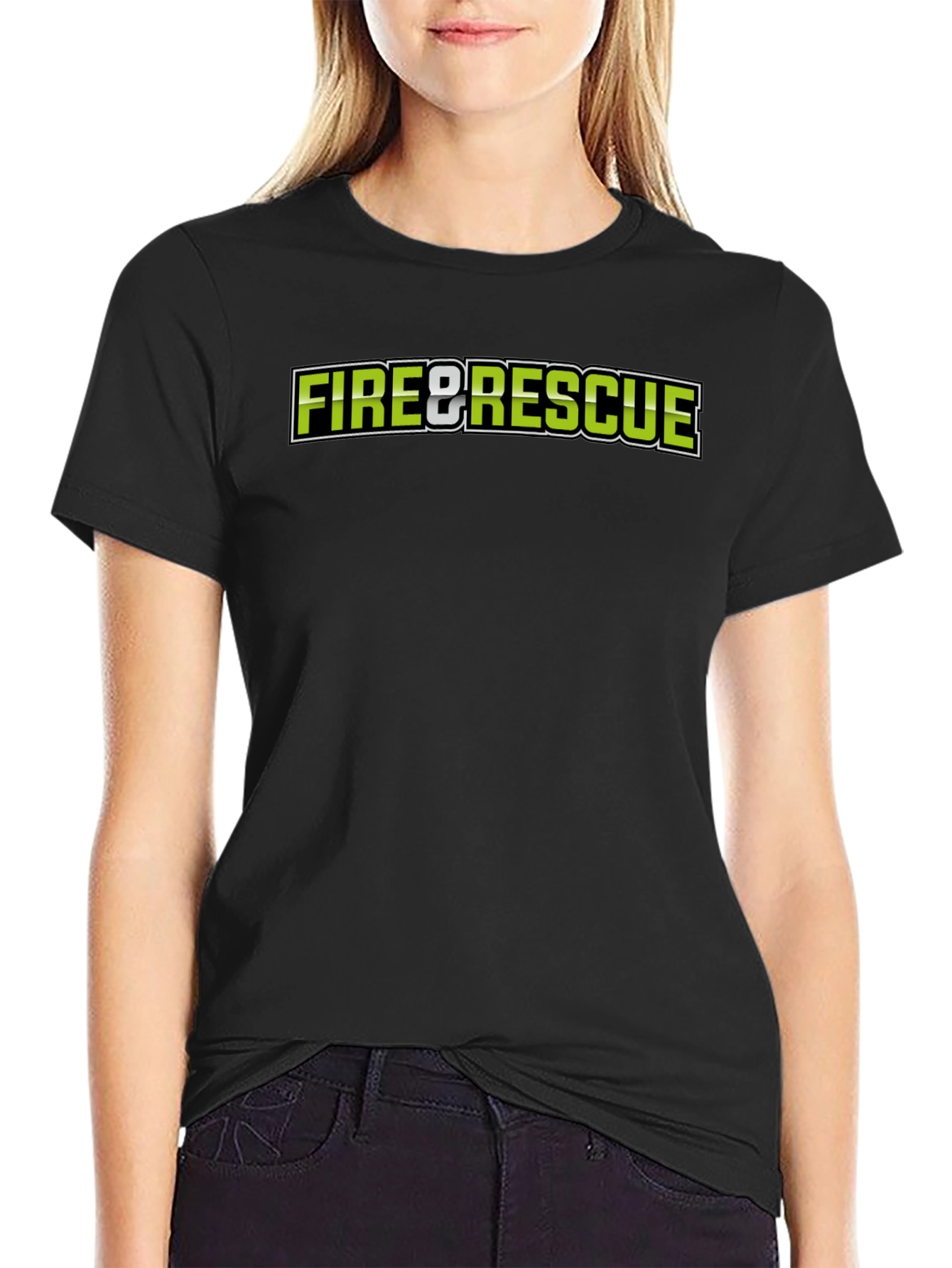Black Fire & Rescue Black Graphic T-Shirt view 2