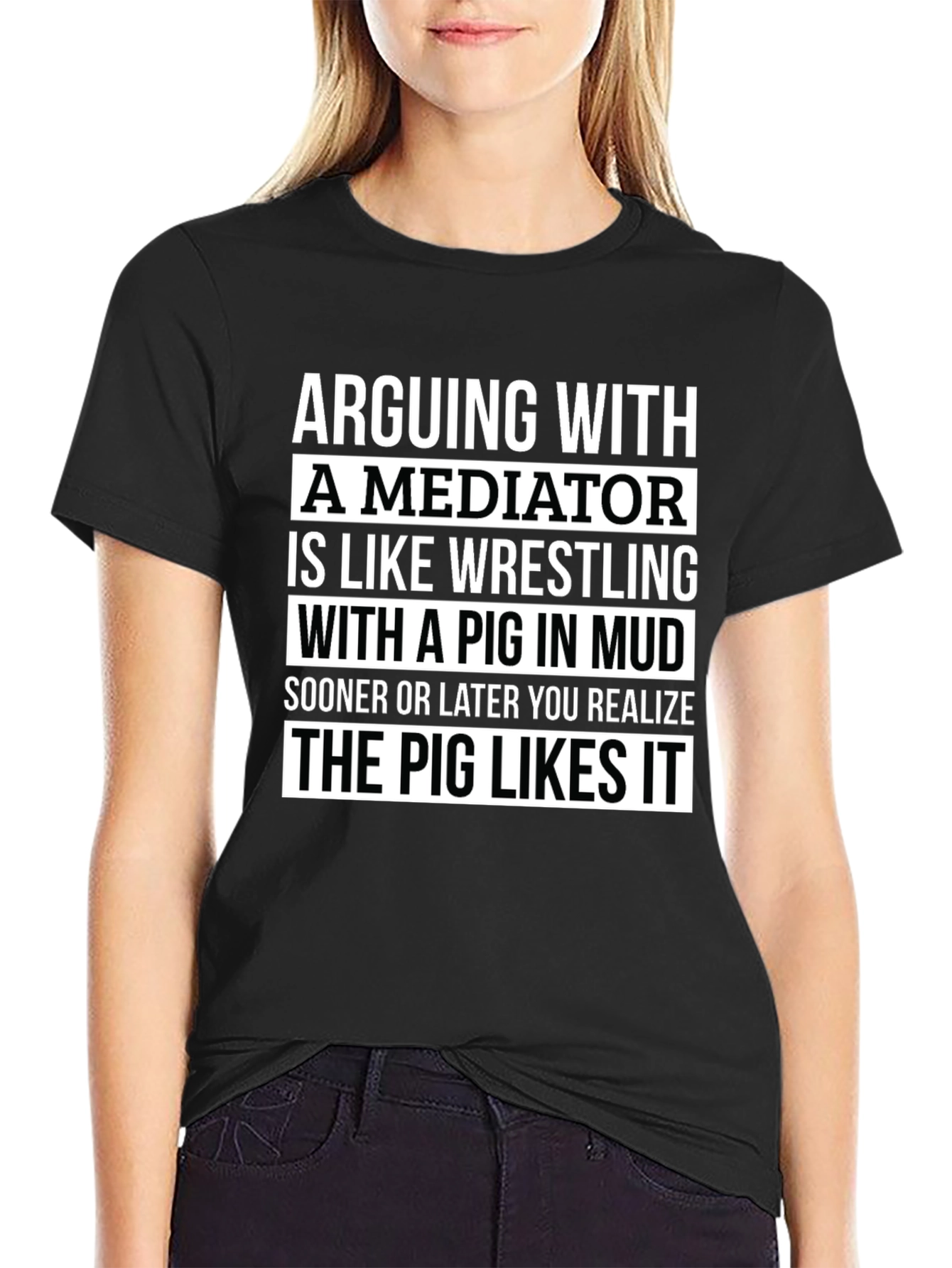 Black Mediator Pig Mud T-Shirt: Funny Gift view 2