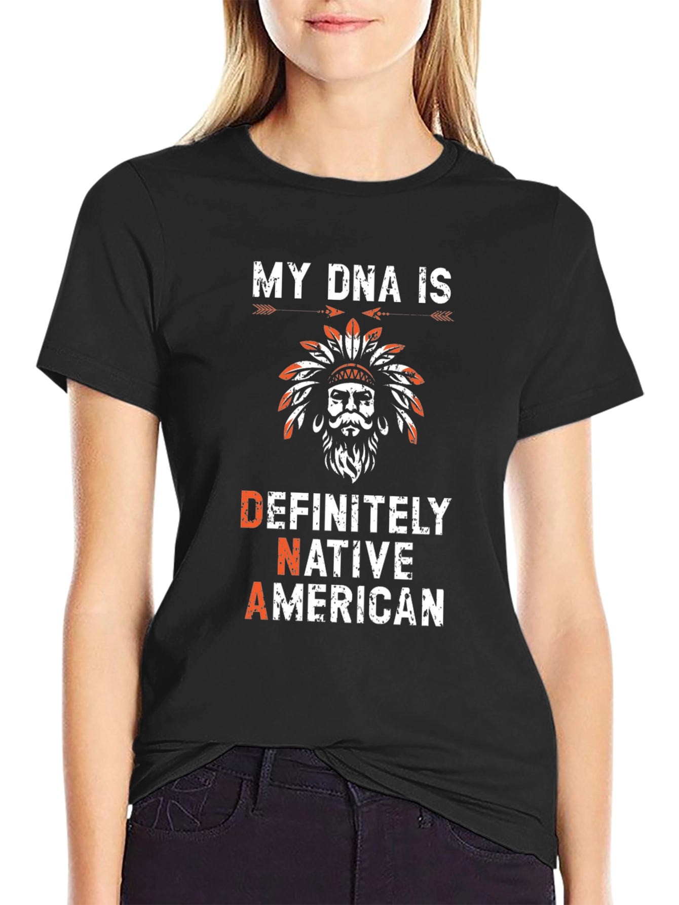 Black Native American DNA T-Shirt view 2