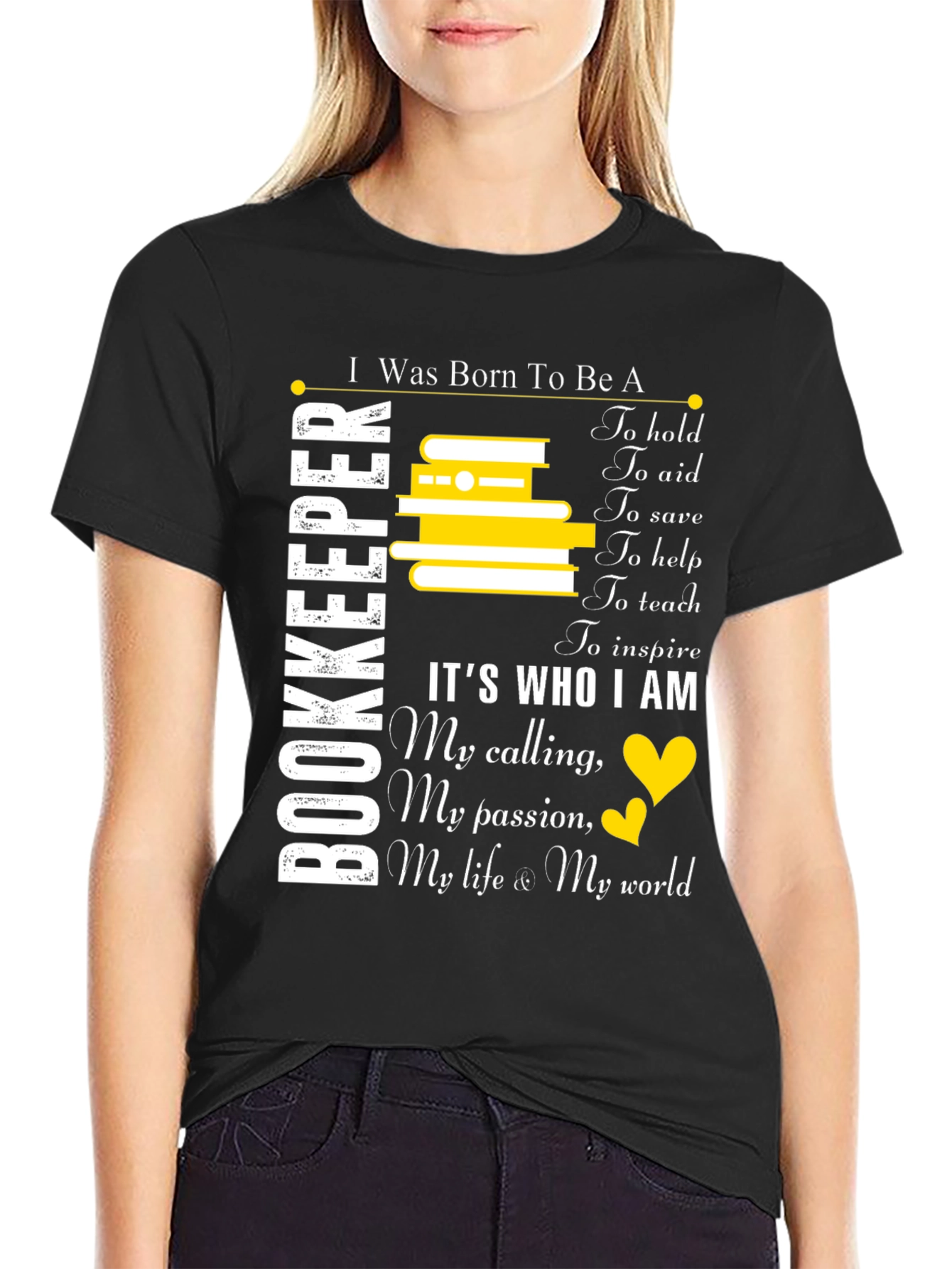 Black Bookkeeper Gift T-Shirt: Born To Be A Bookkeeper view 2
