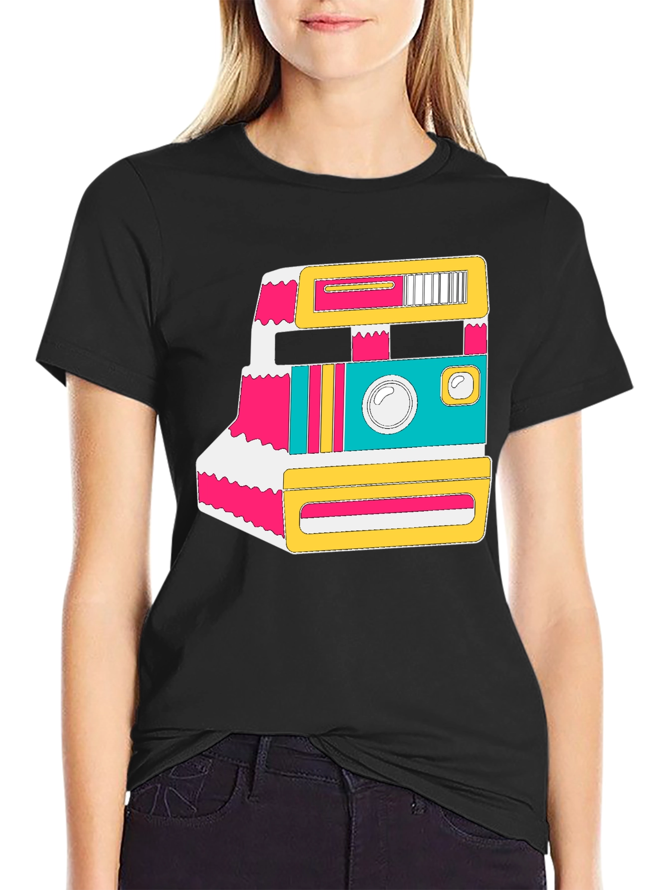 Black Retro Camera Graphic Tee - Black T-Shirt view 2