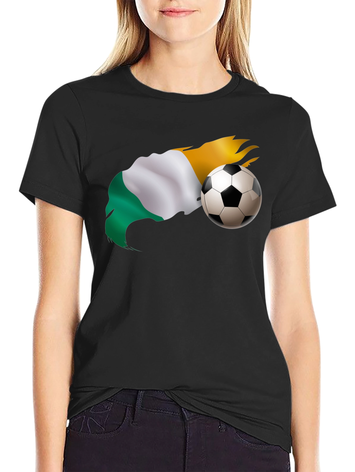 Black Soccer Flag Graphic Tee - Black T-Shirt view 2