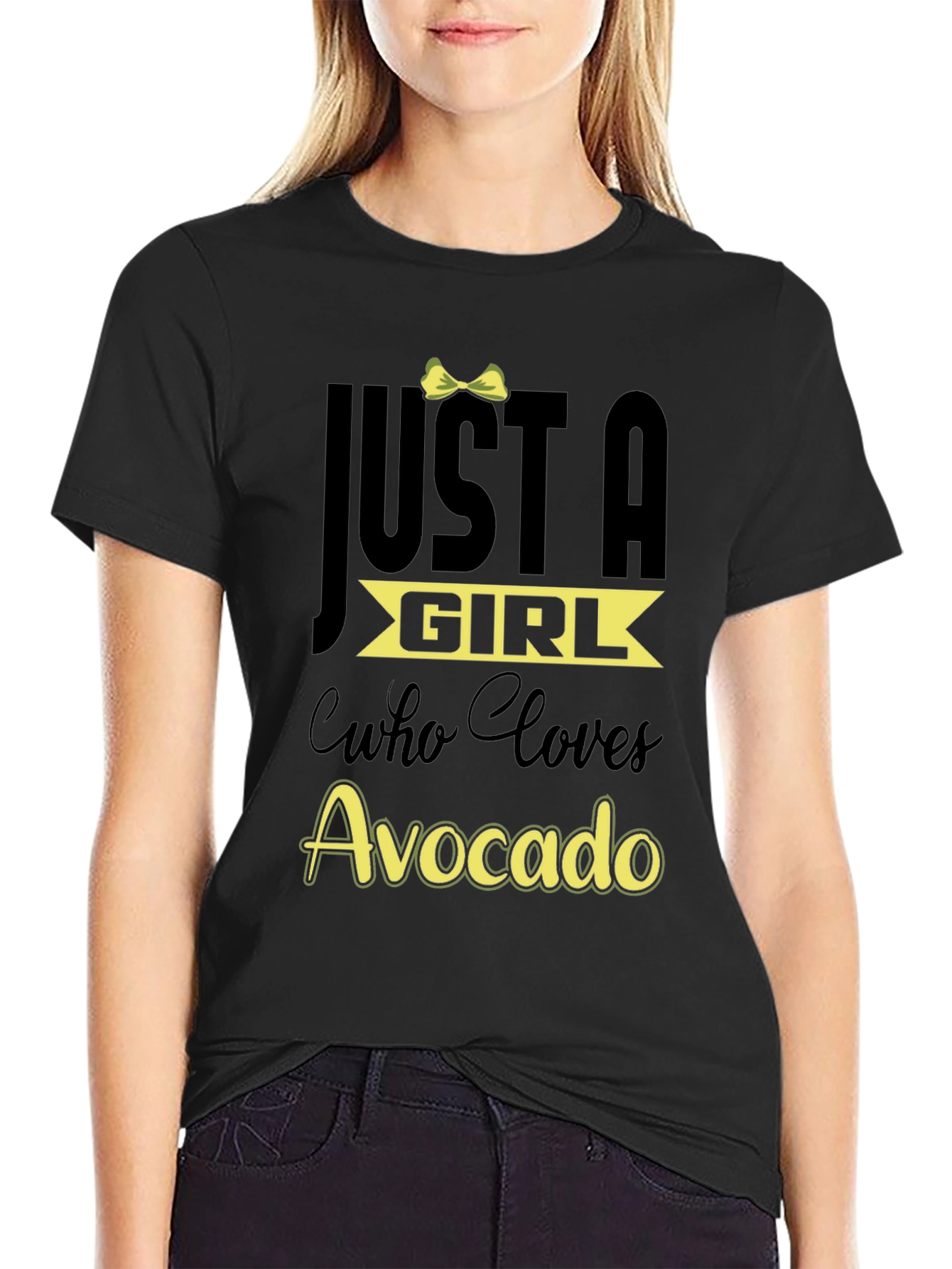 Black Just a Girl Who Loves Avocado T-Shirt view 2