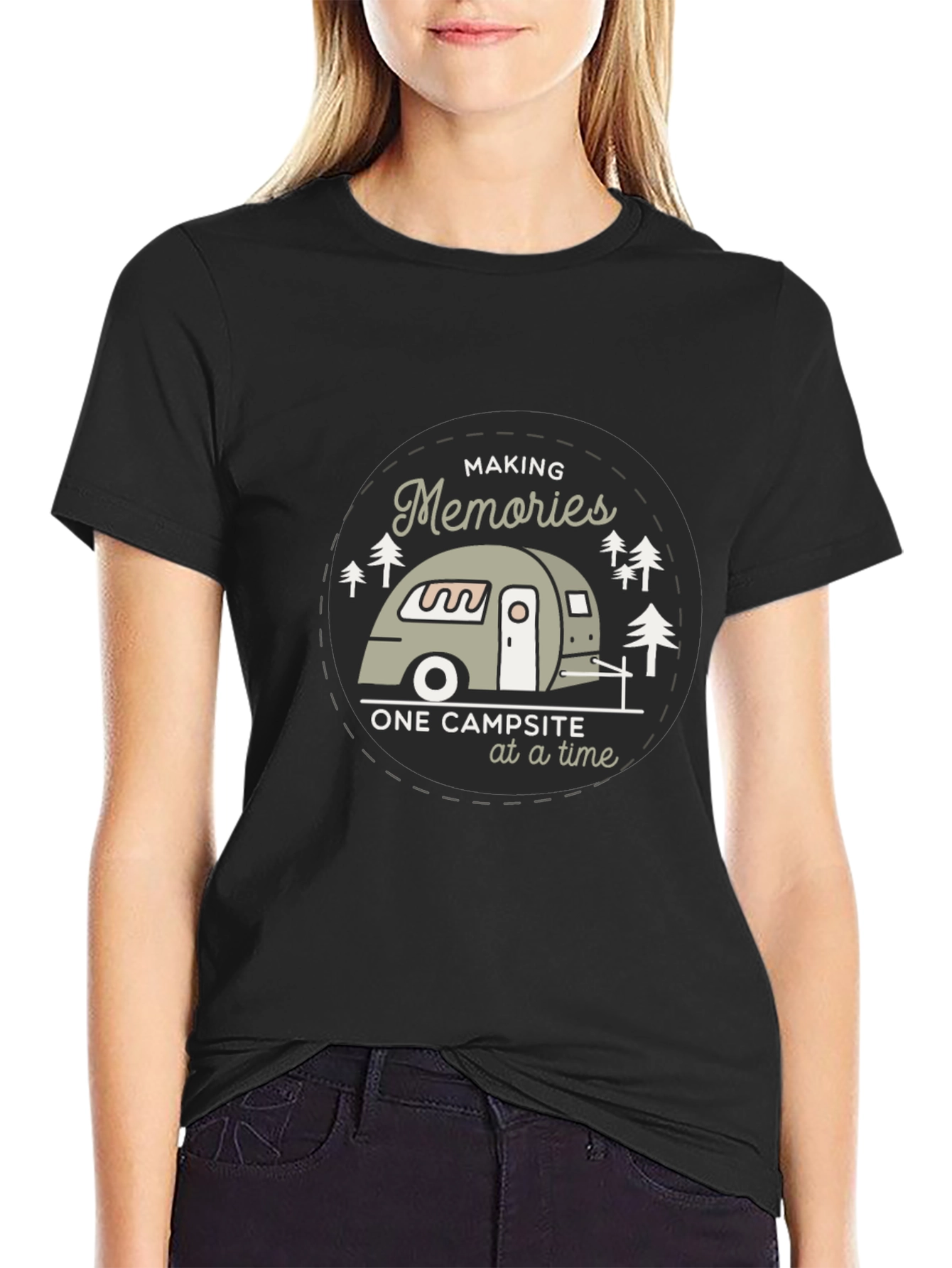 Black Camping Memories T-Shirt - Campground Adventure Tee view 2