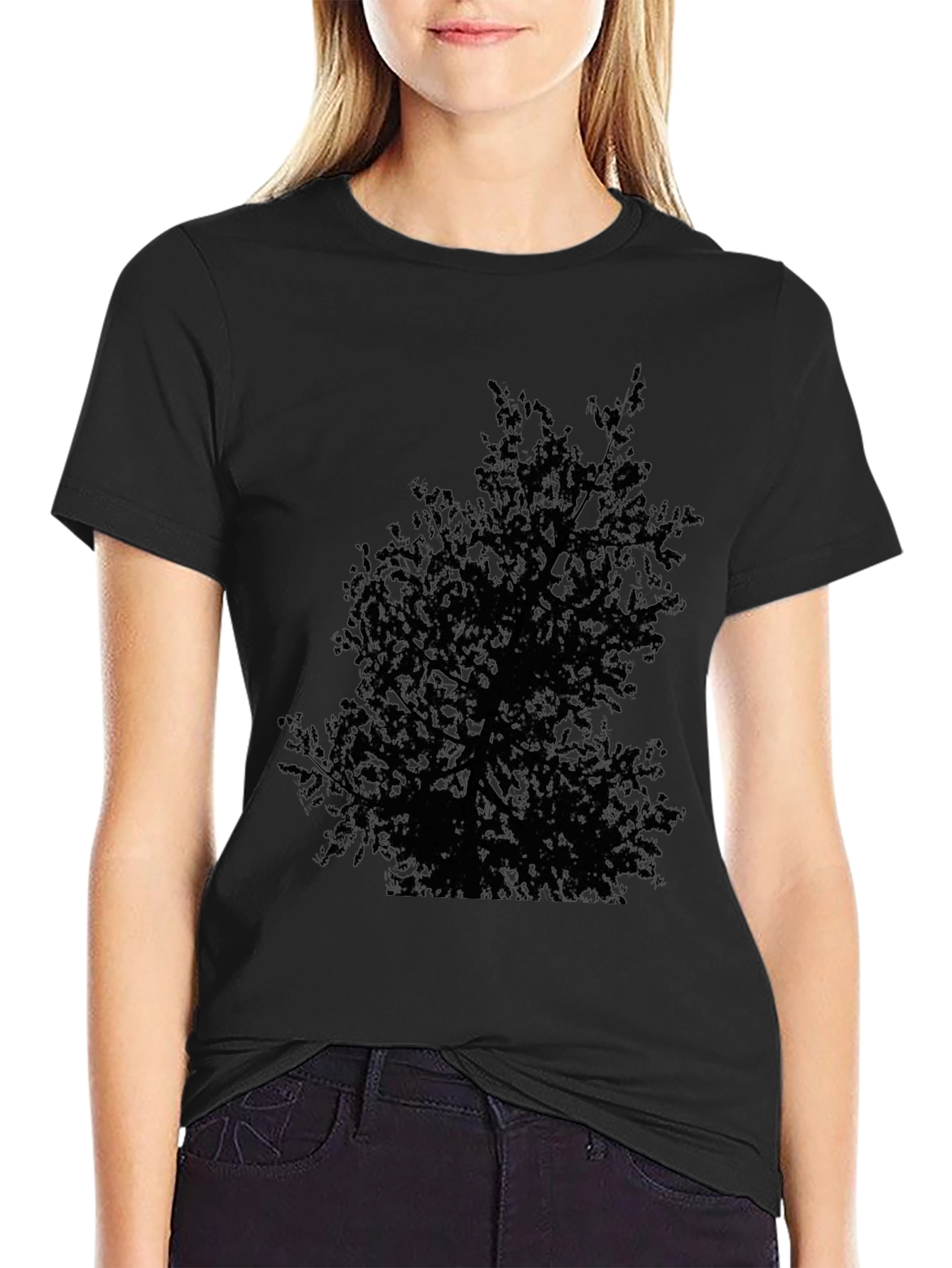 Black Black Tree Graphic Tee - Nature Inspired T-Shirt view 2