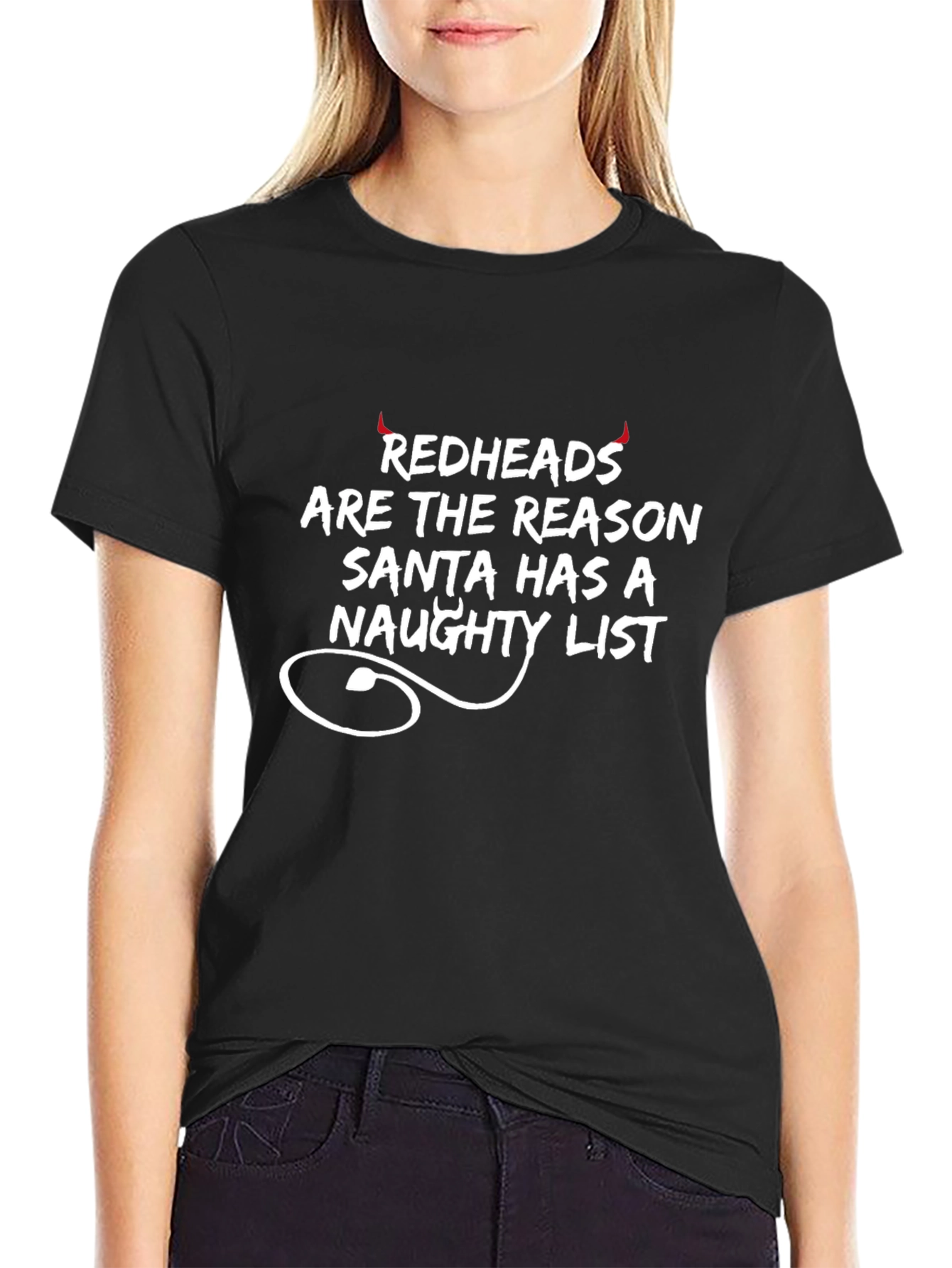 Black Redheads Naughty List Tee - Funny Graphic T-Shirt view 2