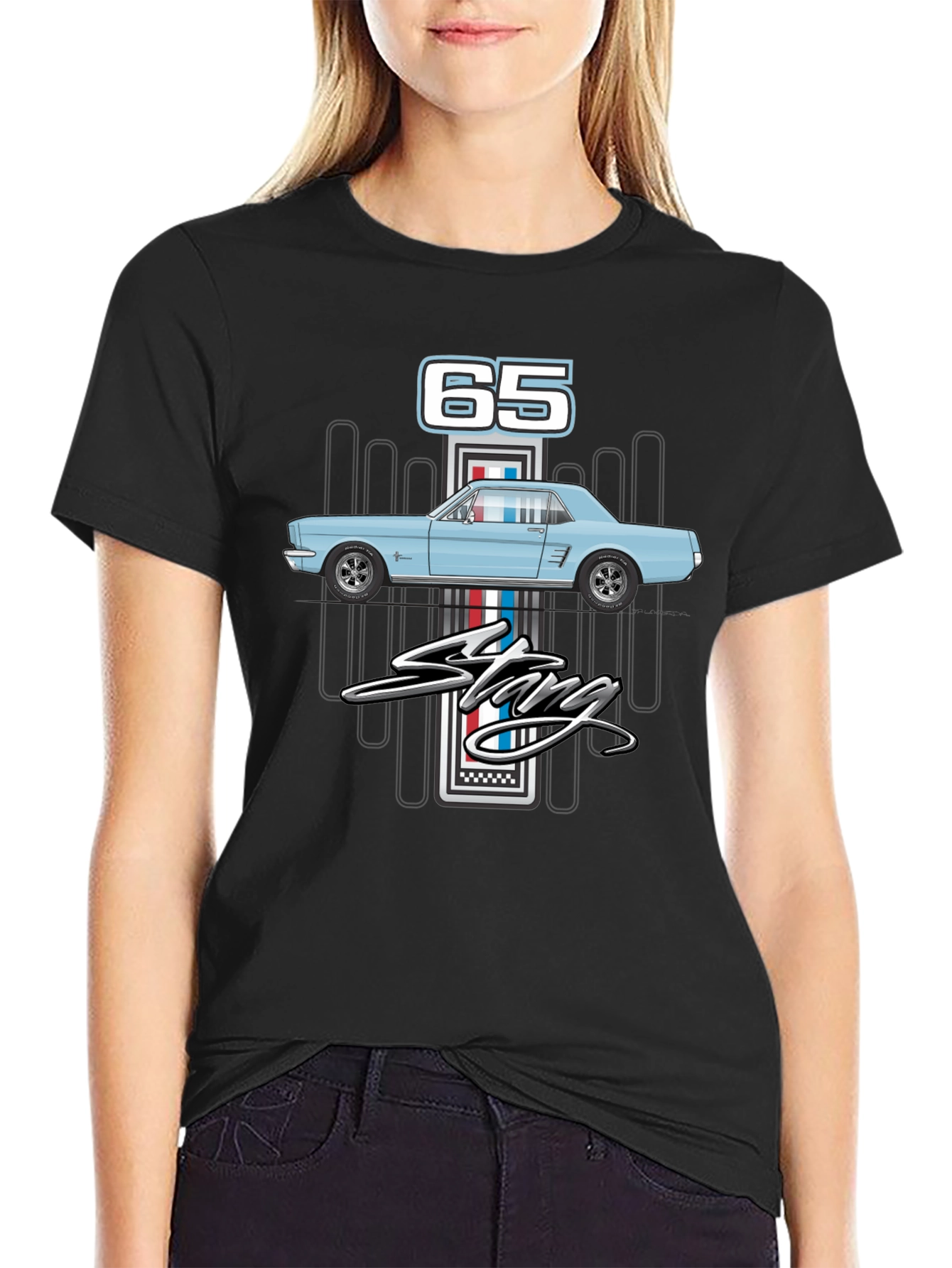 Black '65 Mustang Graphic T-Shirt - Classic Car Apparel view 2
