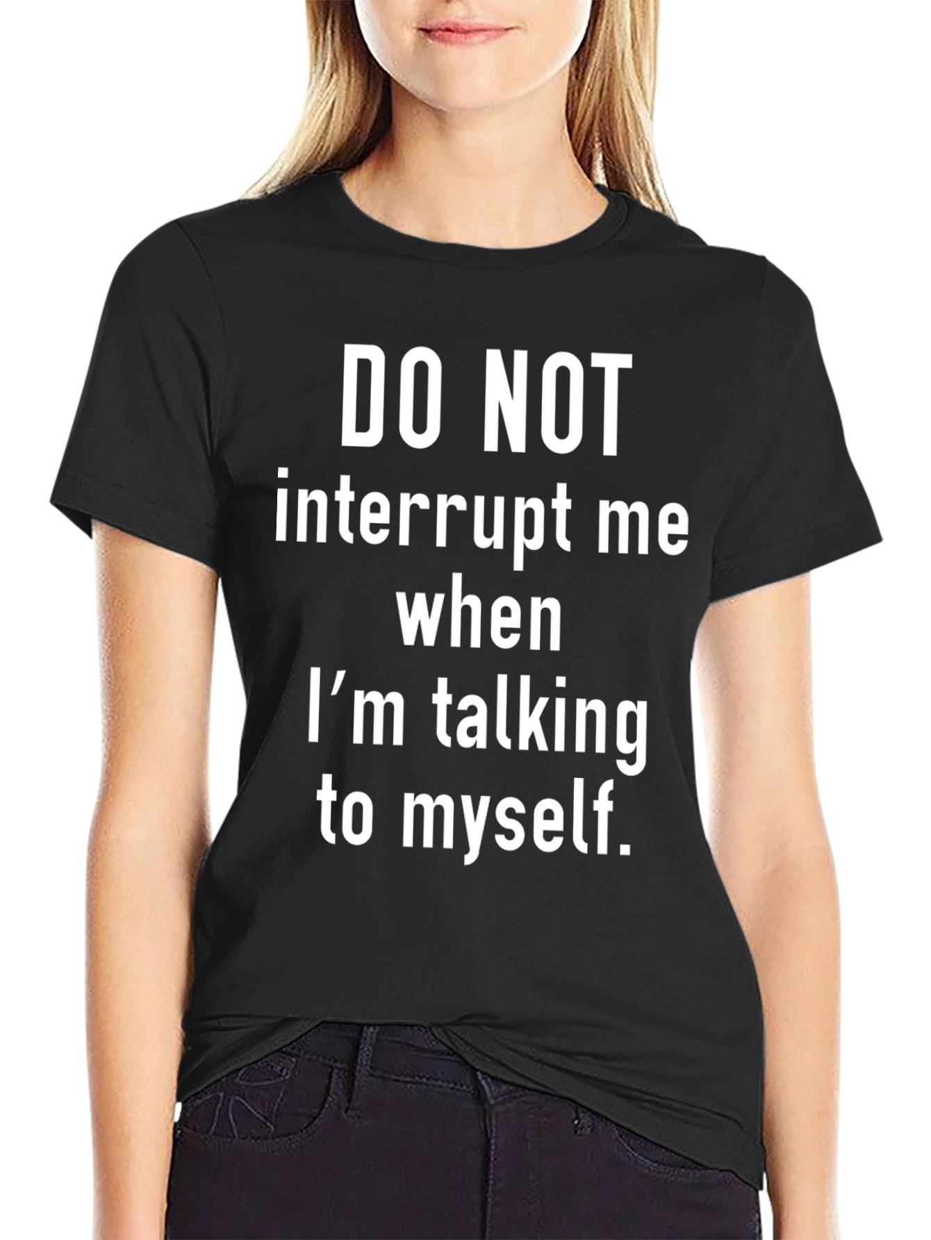 Black Funny Sarcastic Graphic T-Shirt - Do Not Interrupt view 2