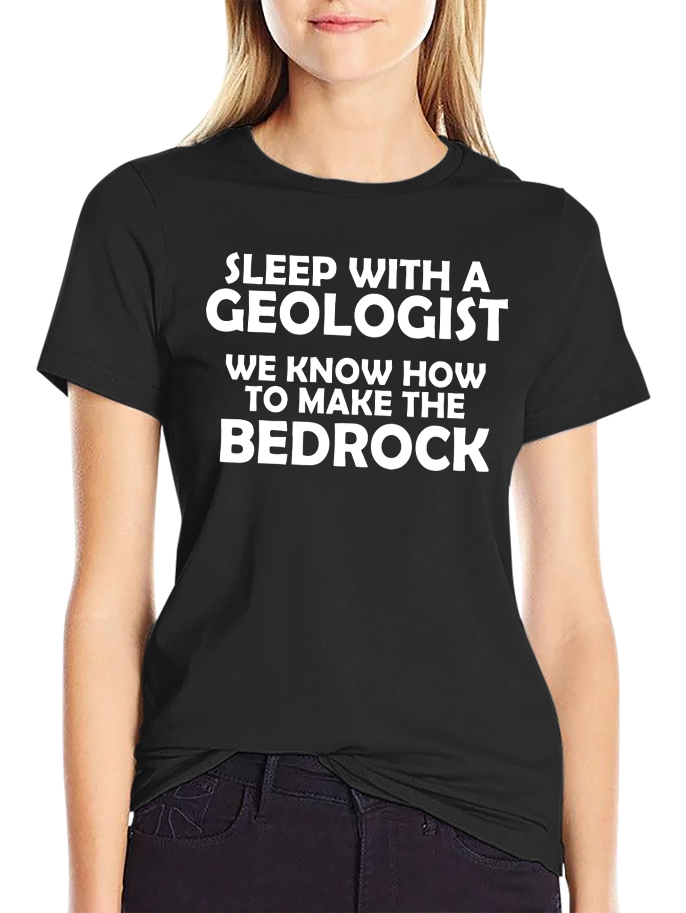 Black Sleep With a Geologist Black T-Shirt view 2
