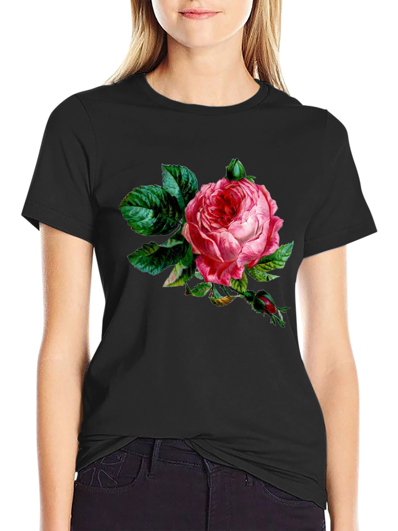 Black Rose Graphic Black T-Shirt view 2