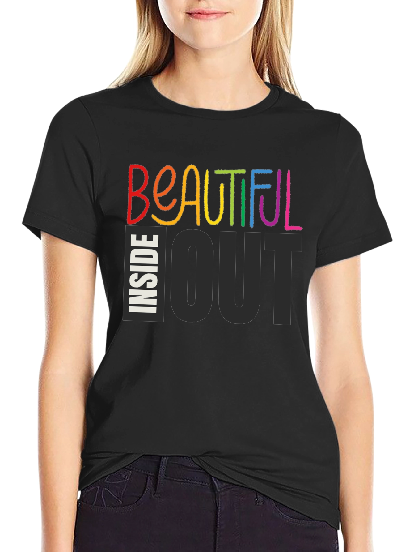 Black Beautiful Inside Out Graphic T-Shirt view 2