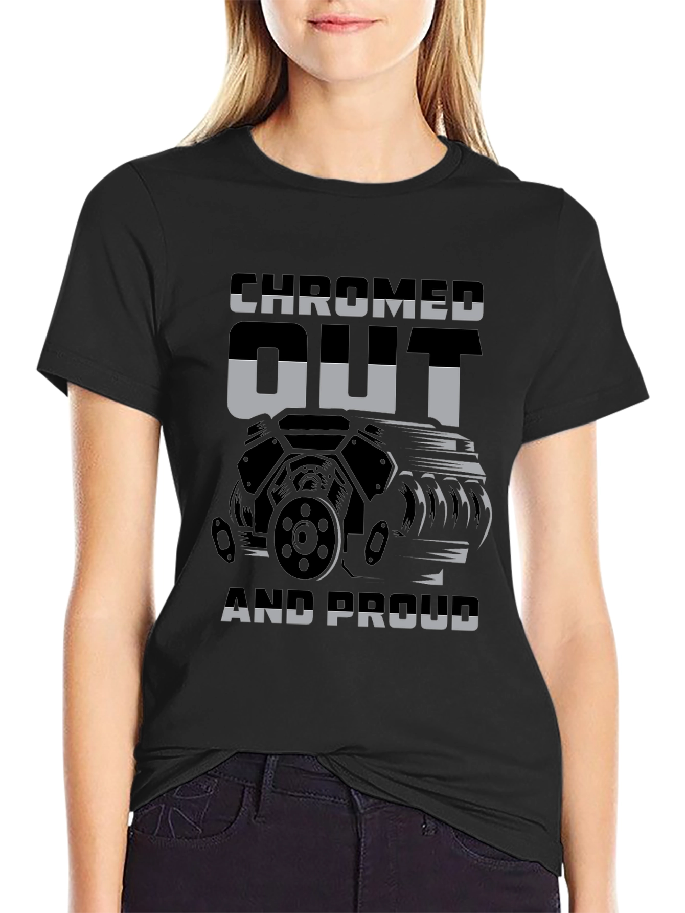 Black Chromed Out and Proud Graphic T-Shirt view 2