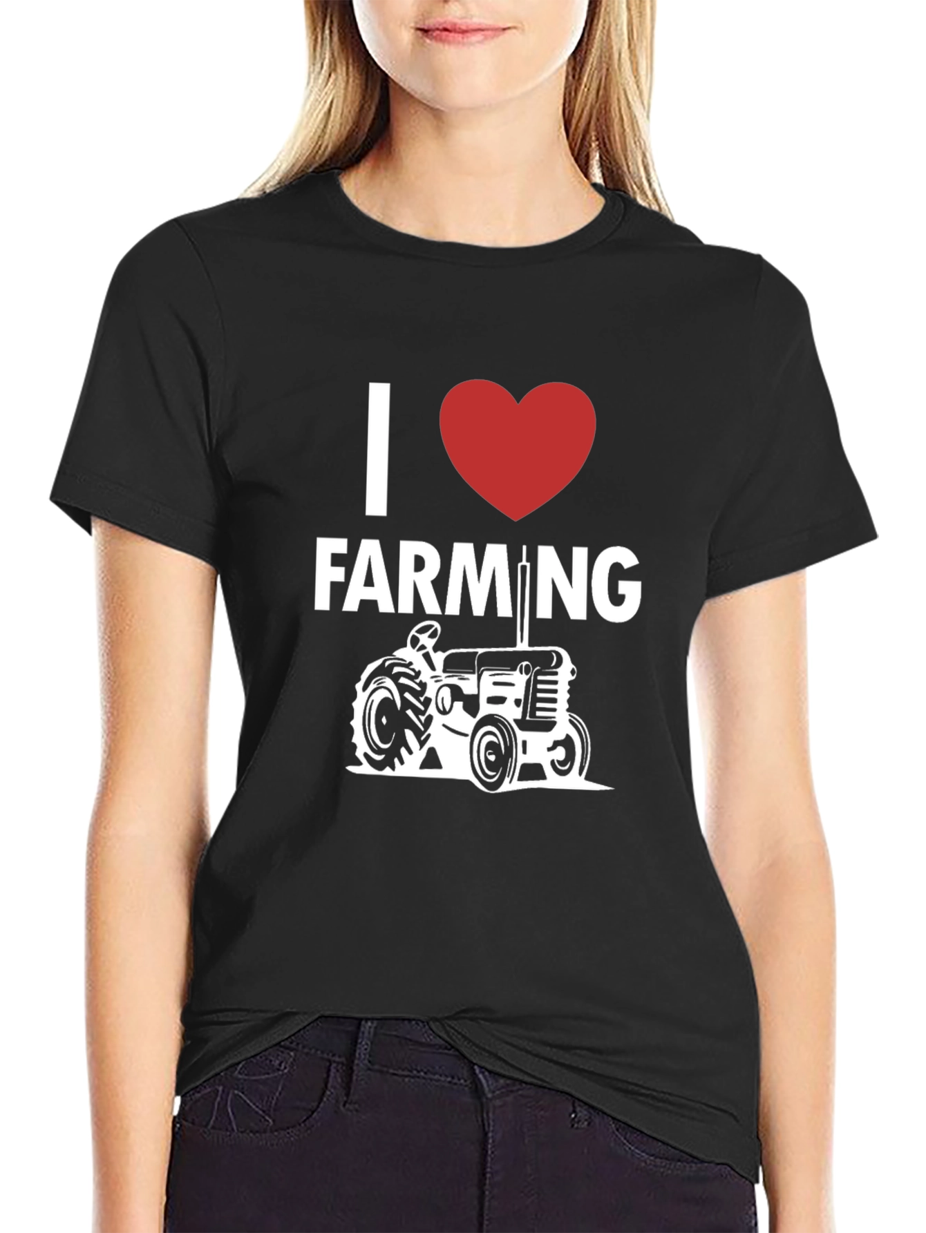 Black I Heart Farming Tractor Graphic T-Shirt view 2