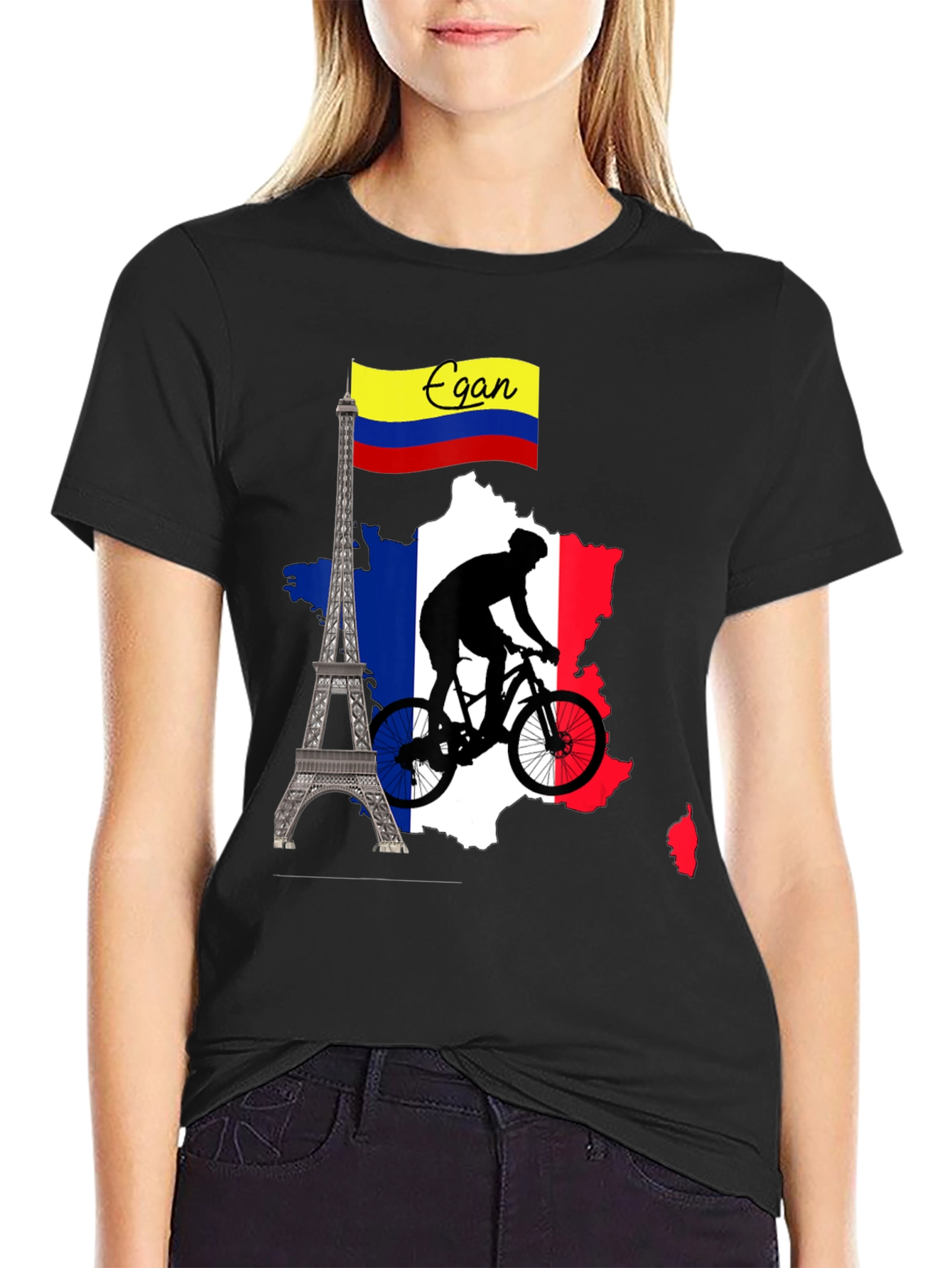 Black Egan France Cycling Tee - Tour de France Inspired Shirt view 2