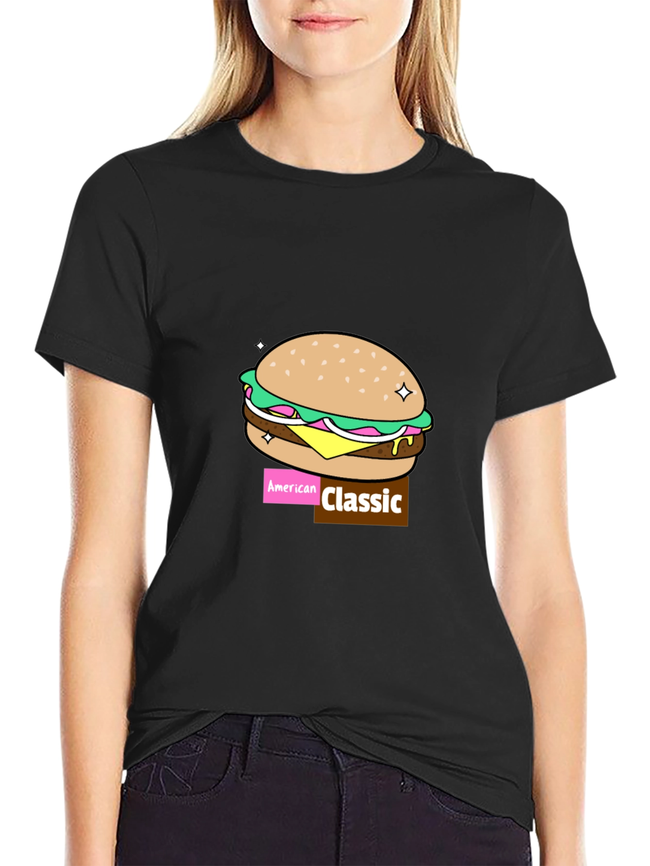 Black American Classic Burger Graphic Tee view 2