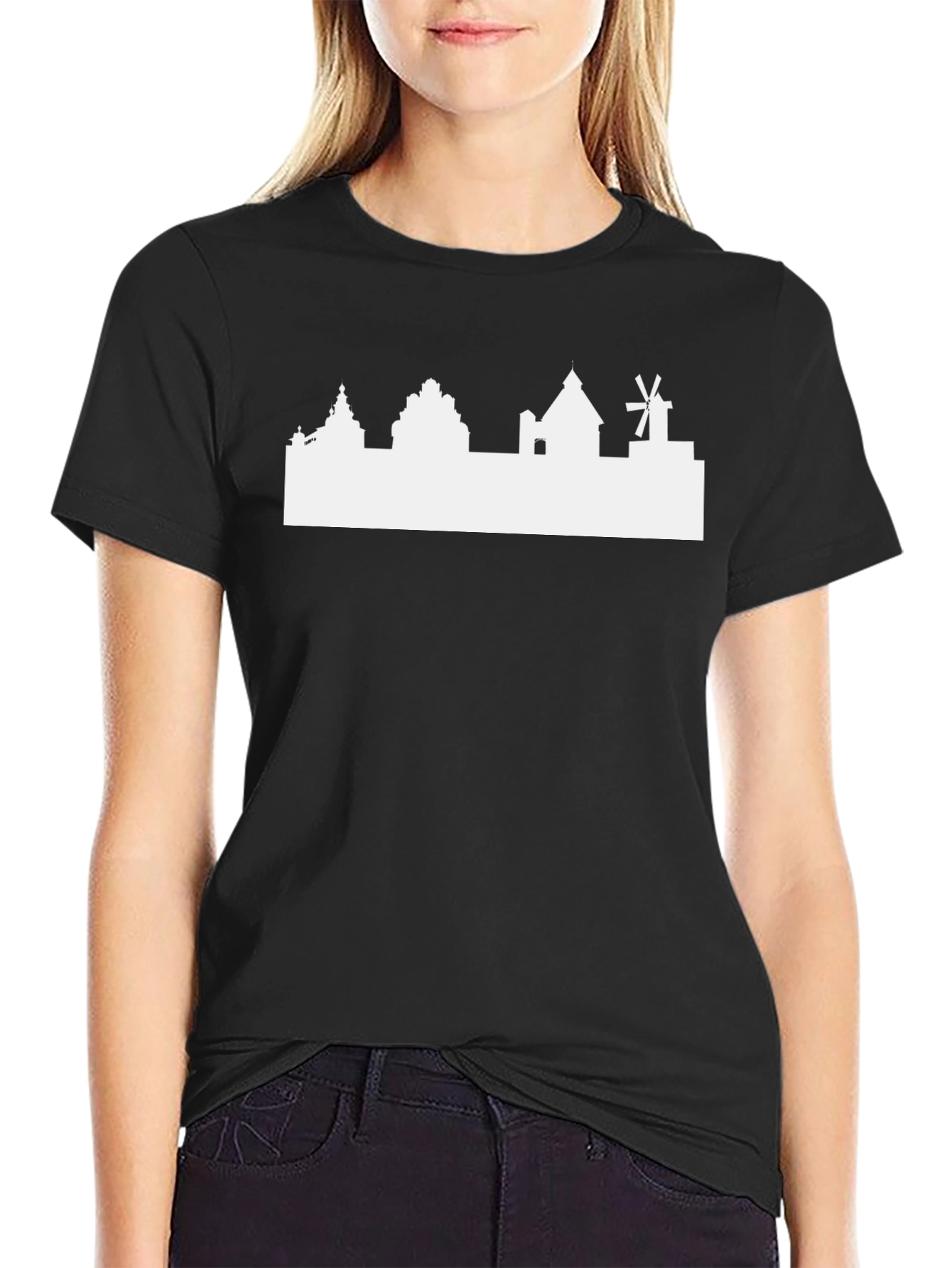 Black Cityscape Graphic Tee - Soft Cotton Blend, Stylish & Comfortable view 2