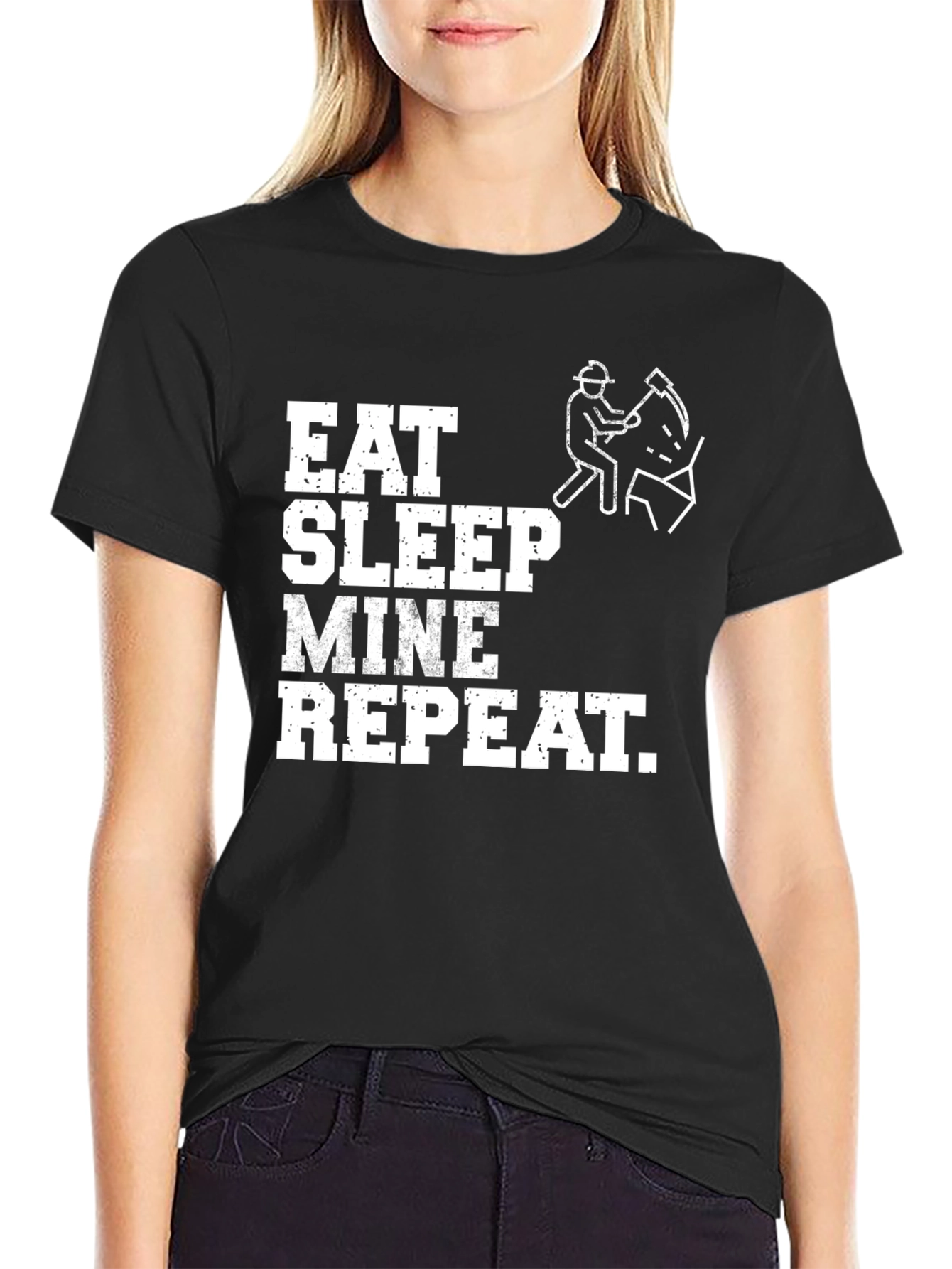 Black Eat Sleep Mine Repeat Graphic Tee - Black T-Shirt view 2