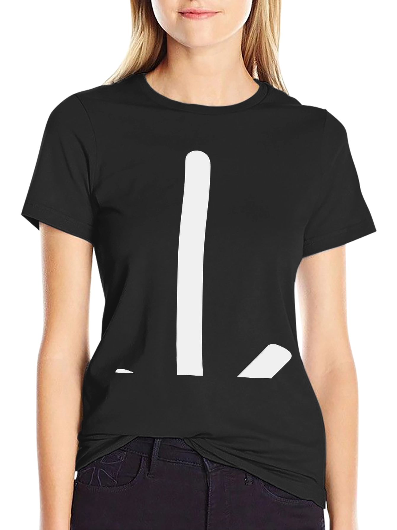 Black Minimalist "L" Graphic Black T-Shirt view 2