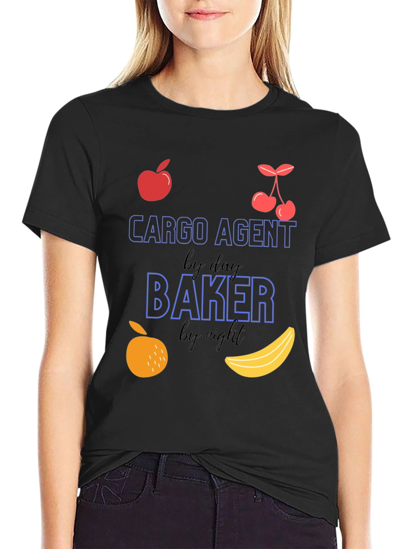 Black Cargo Agent Baker Funny T-Shirt view 2