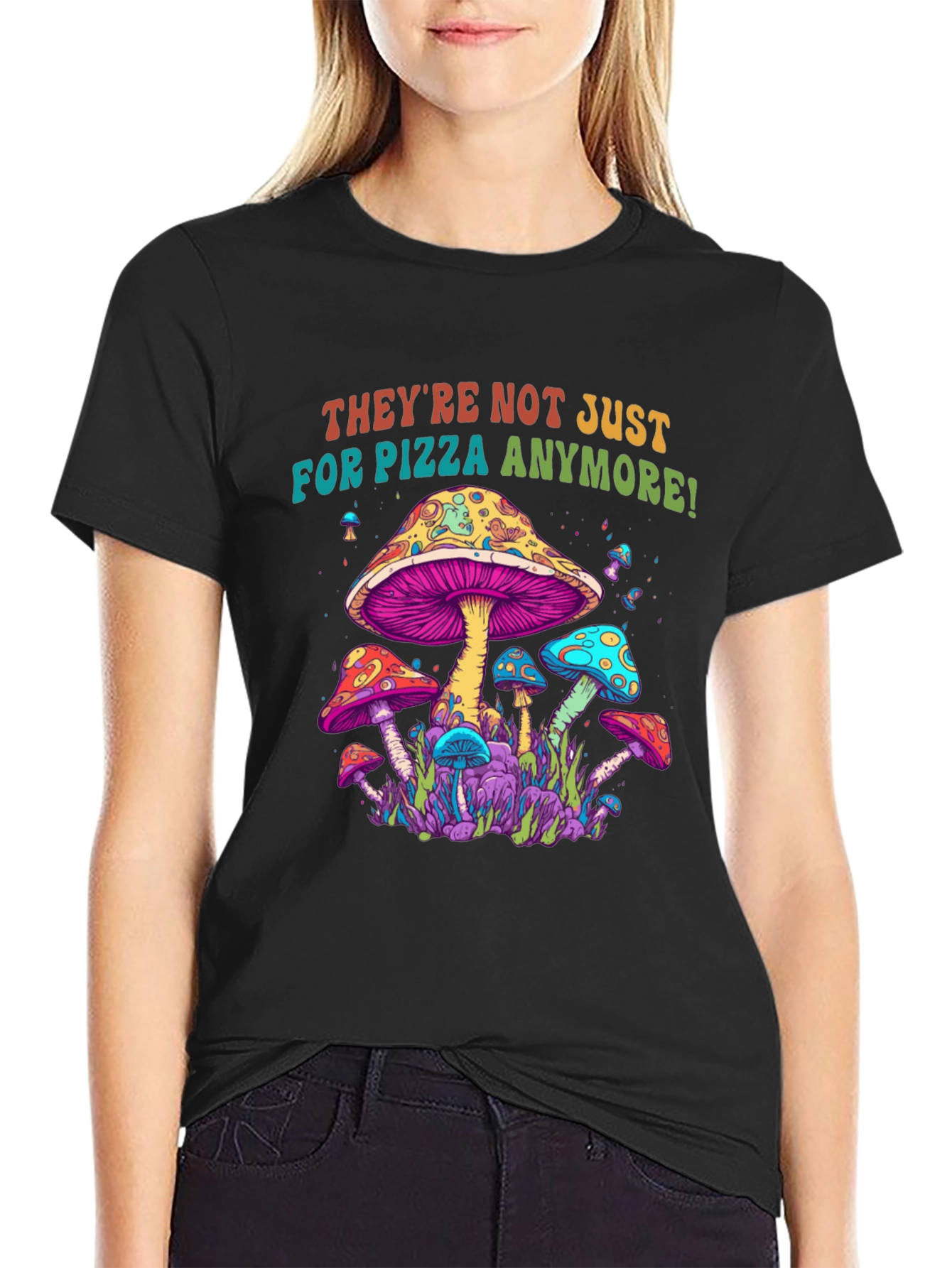 Black Psychedelic Mushroom Graphic Tee view 2
