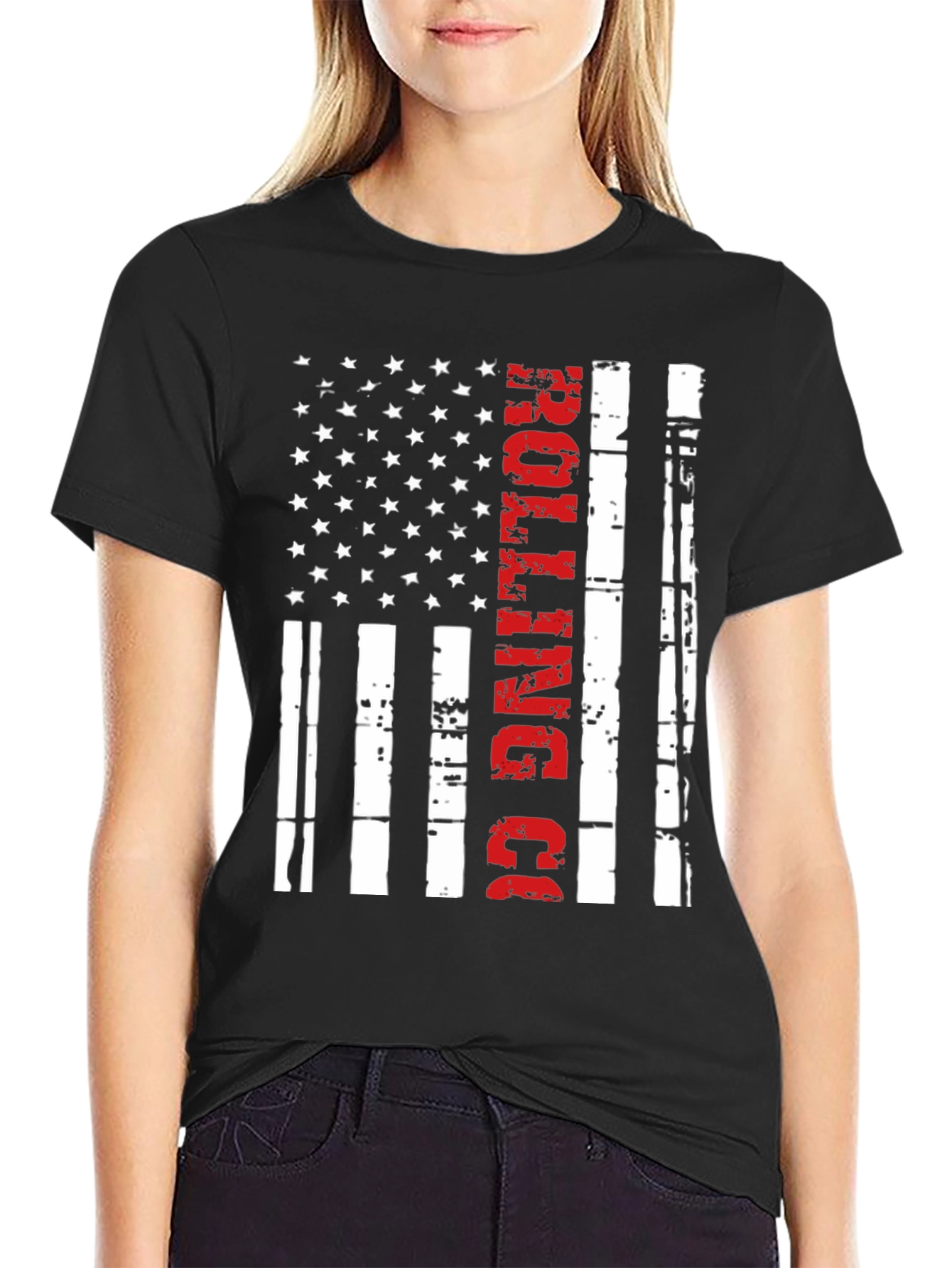 Black Rolling Co. American Flag T-Shirt view 2