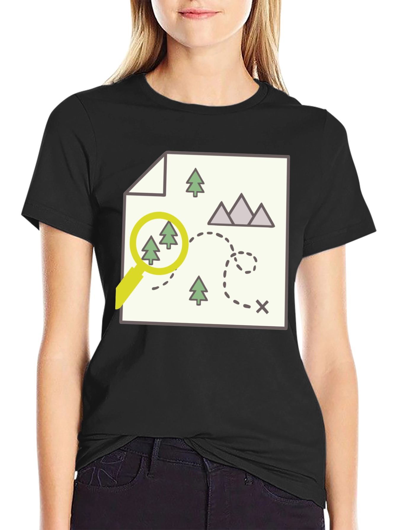 Black Adventure Map Graphic Tee - Find Your Way view 2