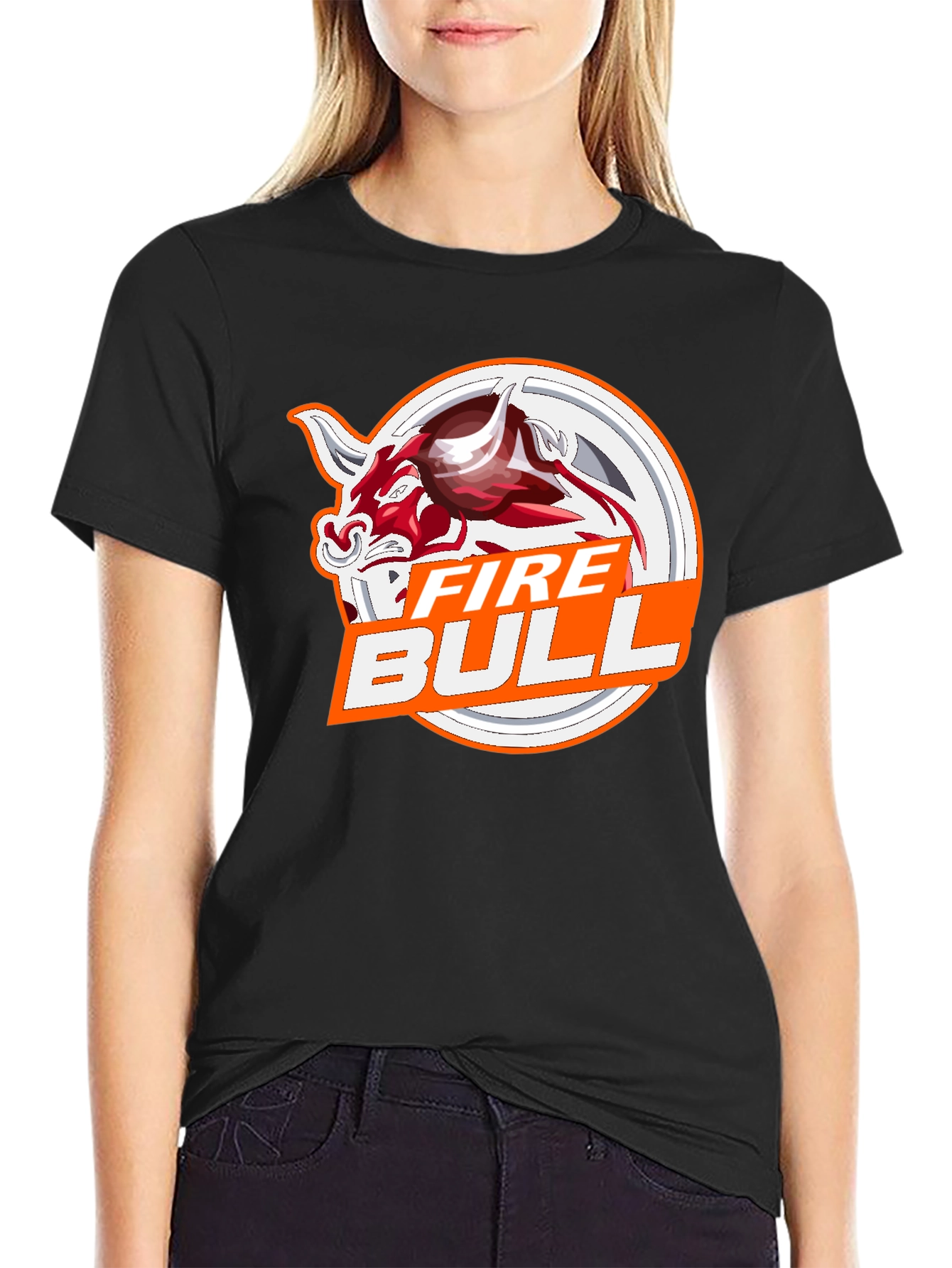 Black Fire Bull Graphic Tee - Stylish Black Cotton T-Shirt view 2