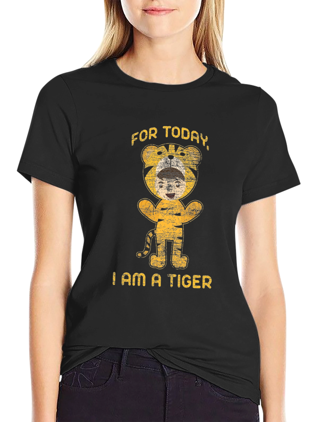 Black Funny Tiger Costume T-Shirt - "For Today, I am a Tiger" view 2