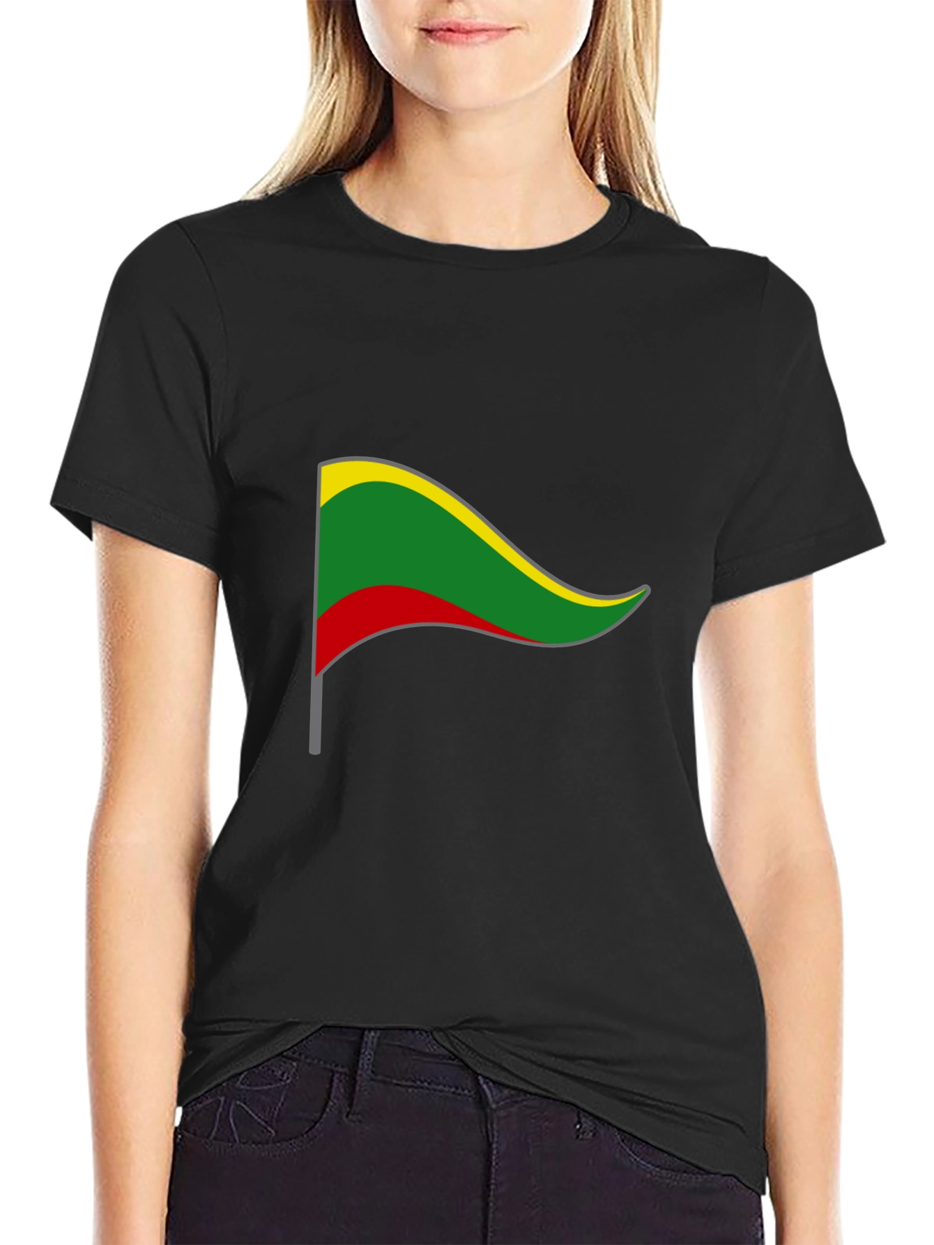 Black Lithuania Flag Graphic Tee - Black Short Sleeve T-Shirt view 2