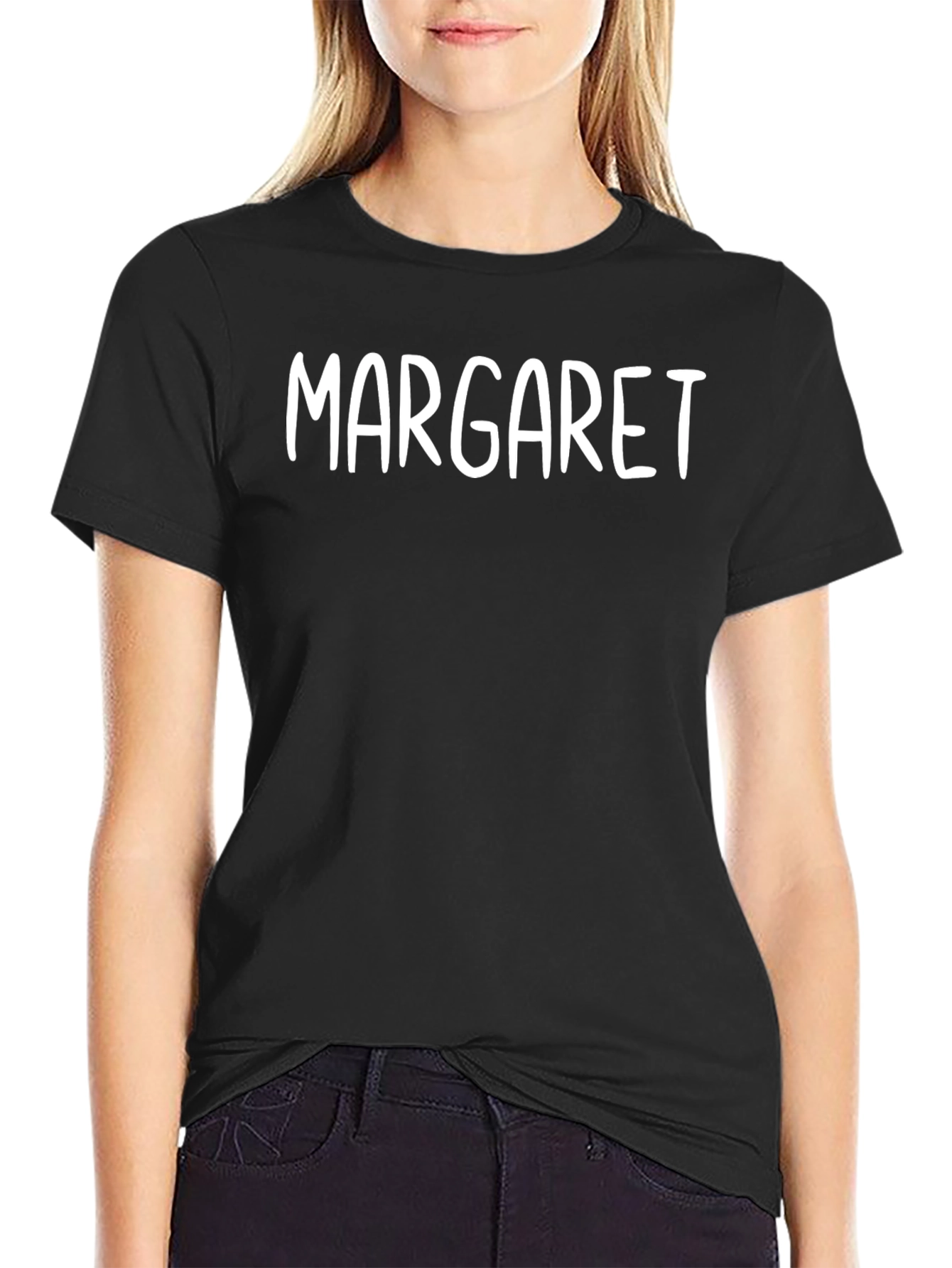 Black Margaret Tee - Personalized Name T-Shirt view 2