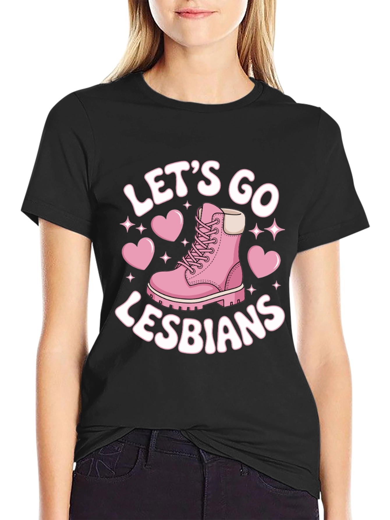 Black Let's Go Lesbians T-Shirt view 2