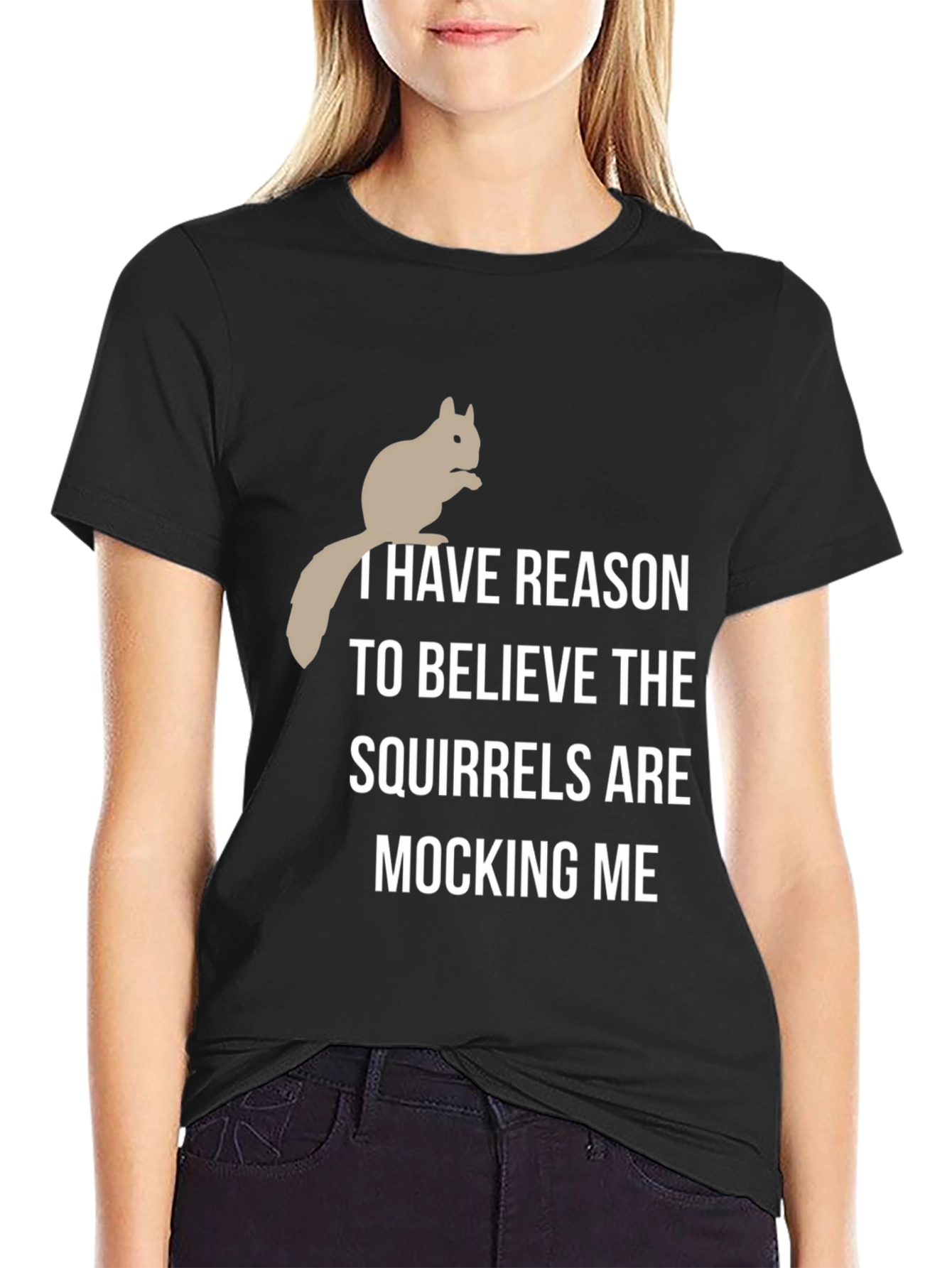 Black Squirrel Mocking T-Shirt - Humorous Graphic Tee view 2