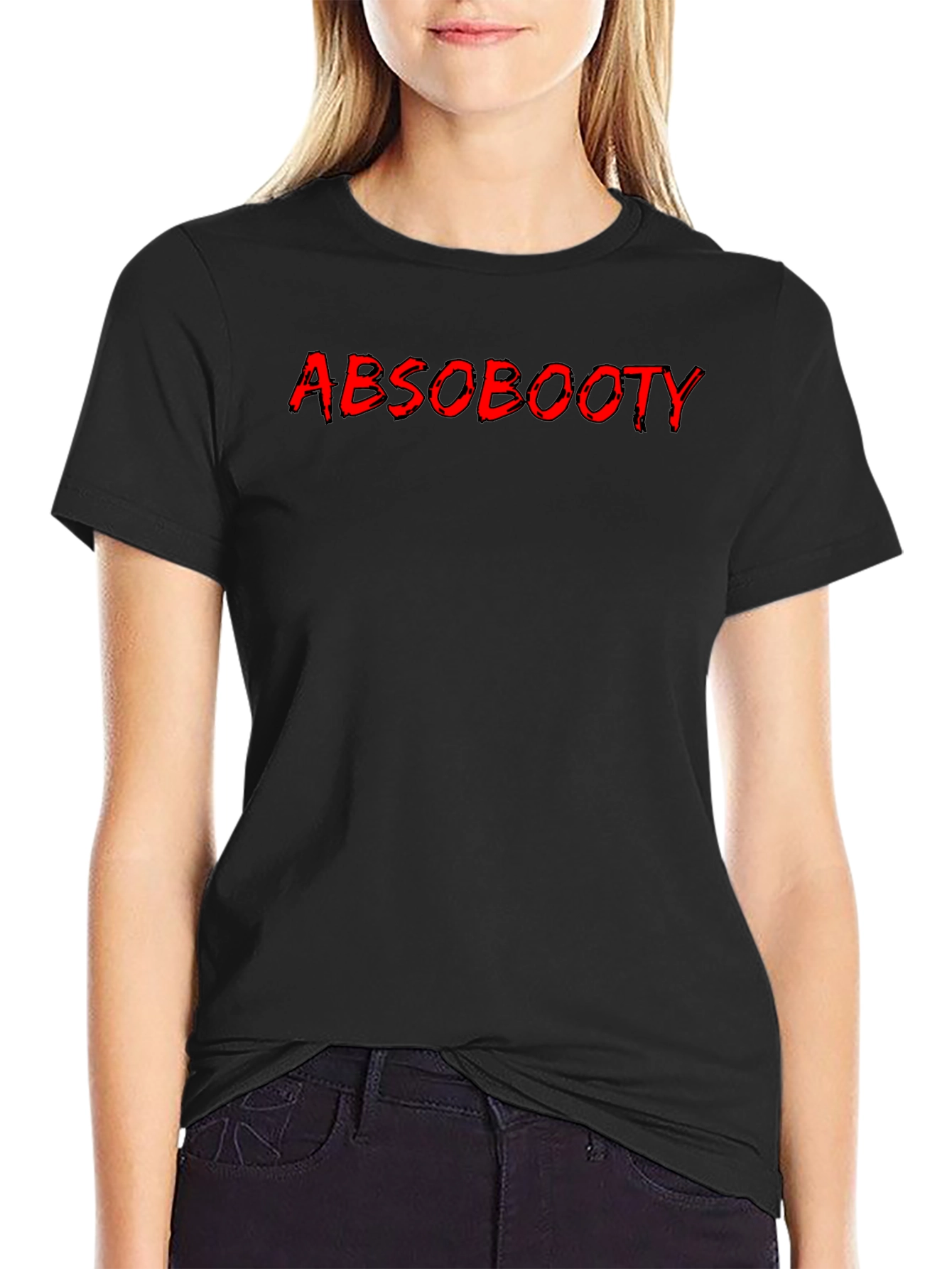 Black Abs Booty Graphic Tee - Black Cotton T-Shirt view 2
