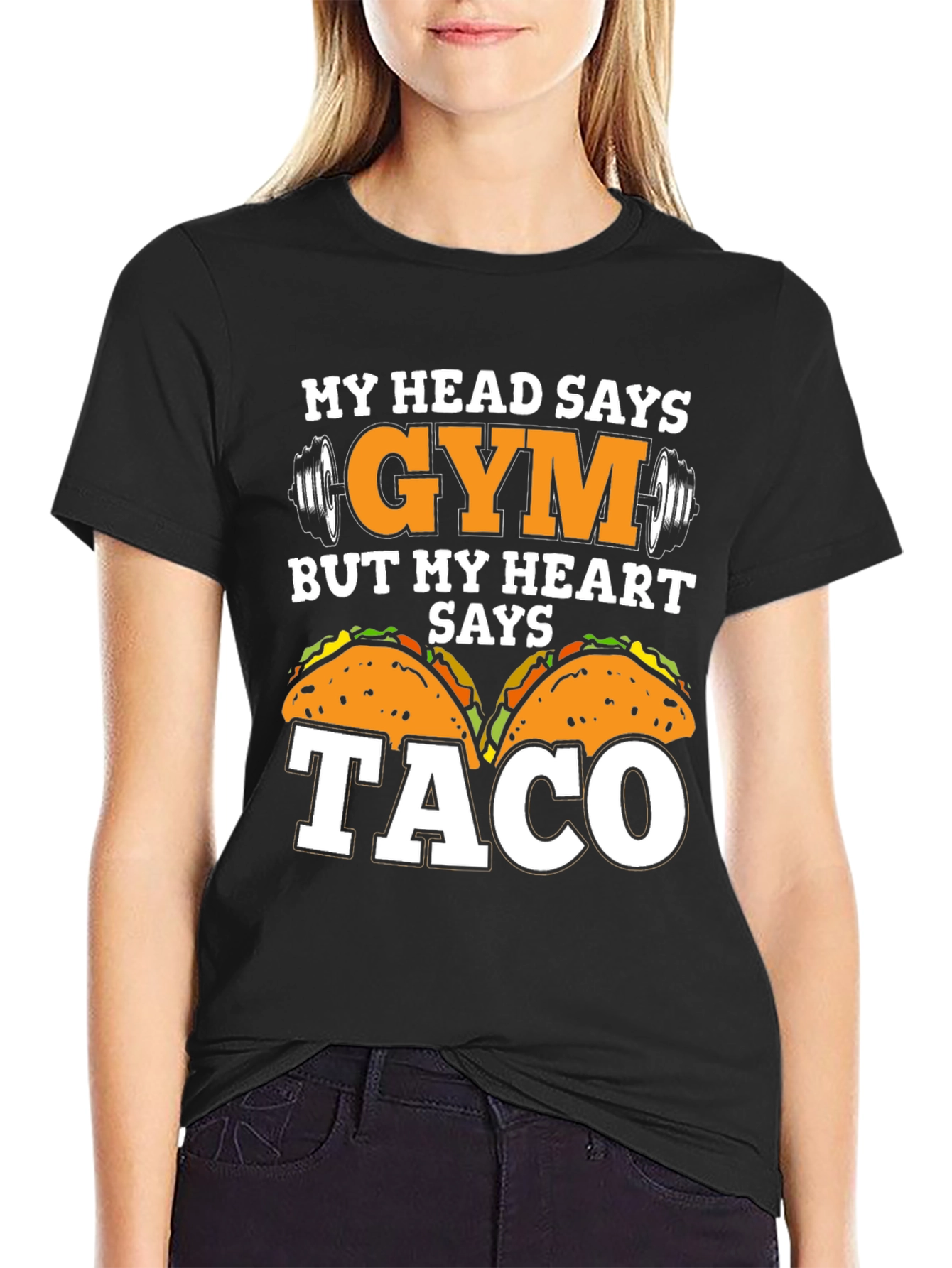 Black Gym vs Taco Funny T-Shirt view 2