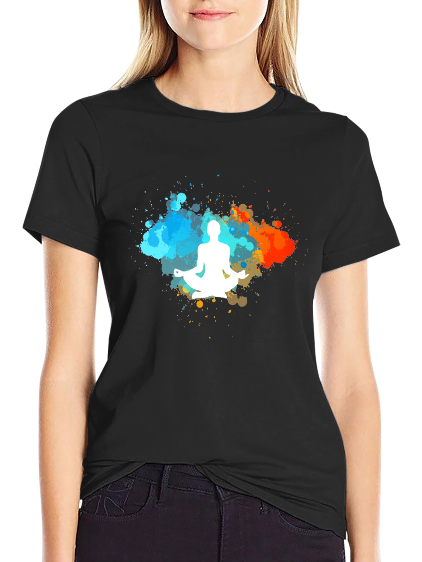 Black Yoga Meditation T-Shirt - Stylish Graphic Tee view 2