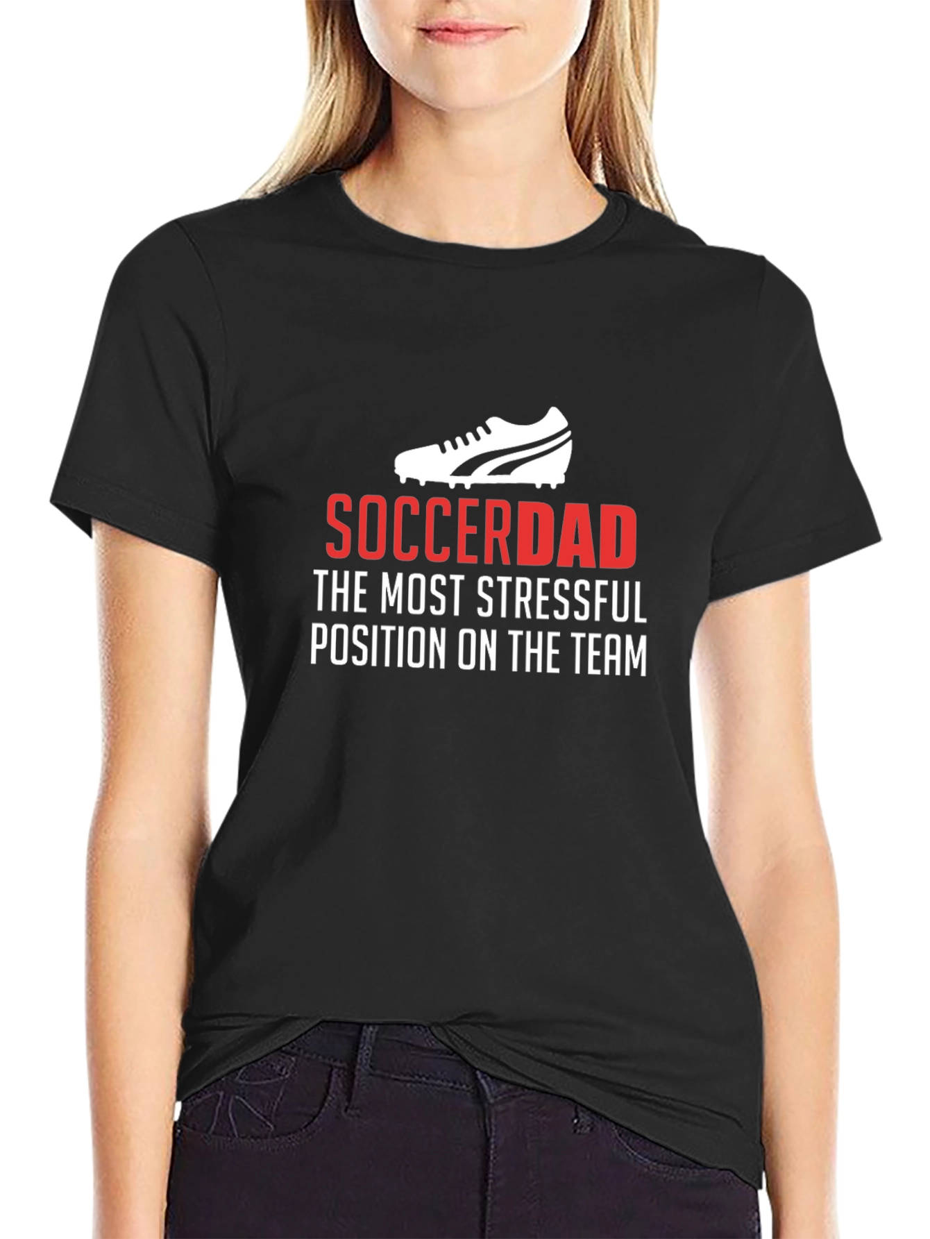 Black Soccer Dad Stressful Position T-Shirt view 2