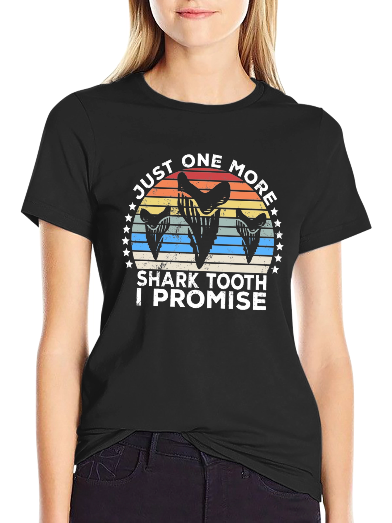 Black Just One More Shark Tooth T-Shirt view 2