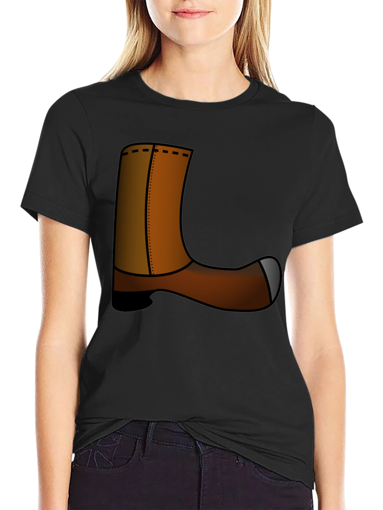 Black Novelty Cowboy Boot Graphic Tee - Unisex view 2