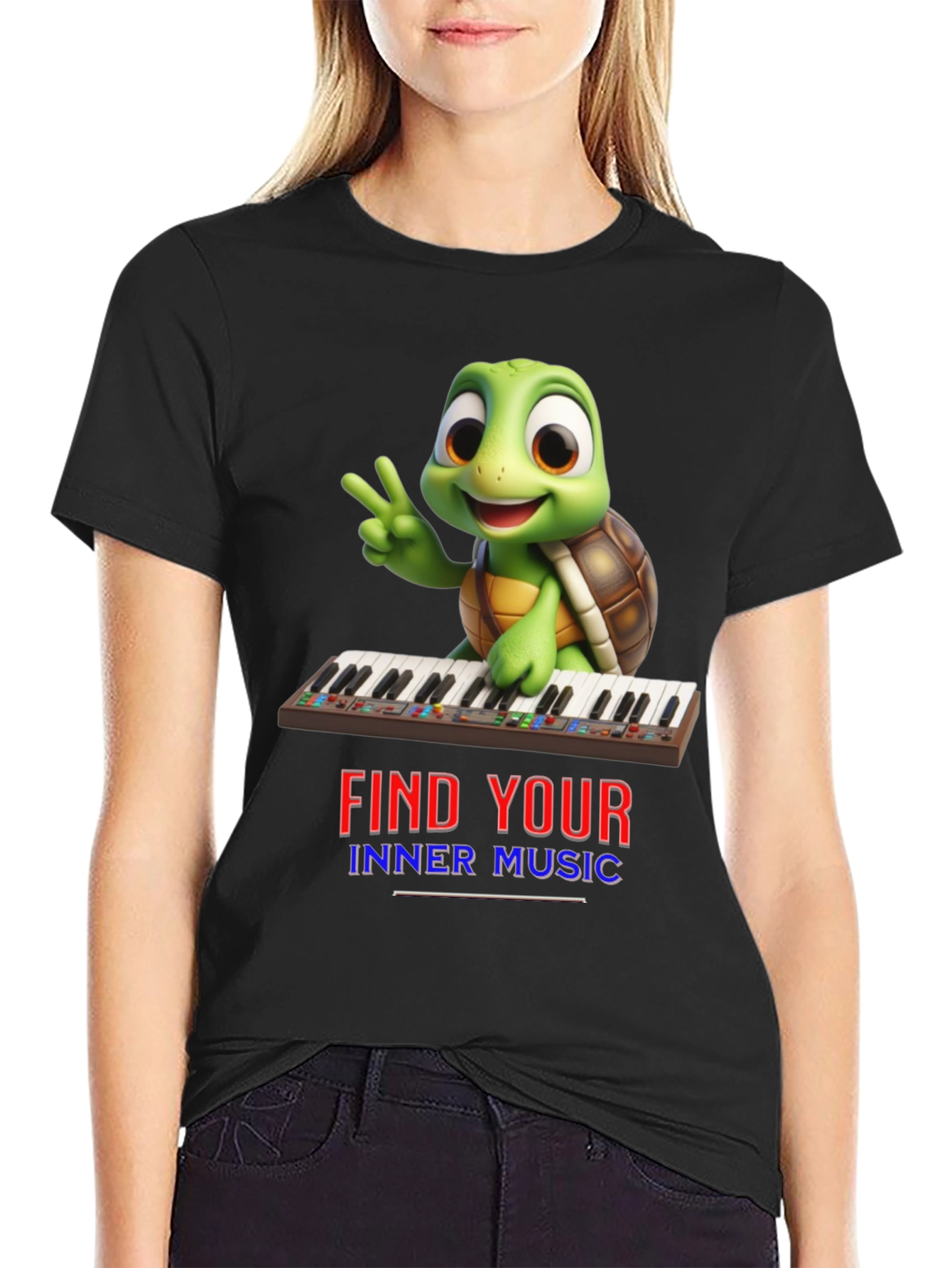 Black Turtle Find Your Inner Music Black T-Shirt view 2