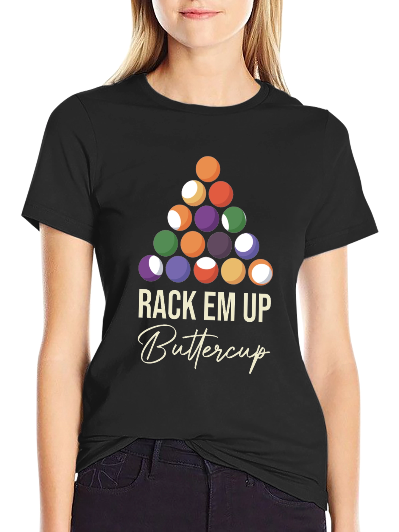 Rack 'Em Up Buttercup T-Shirt - Billiards Design - 2