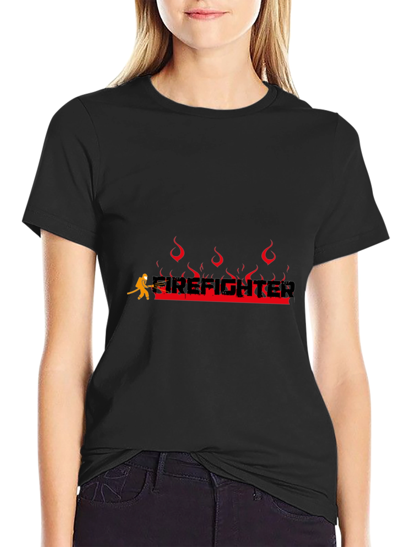 Black Firefighter T-Shirt - Bold Graphic Tee view 2