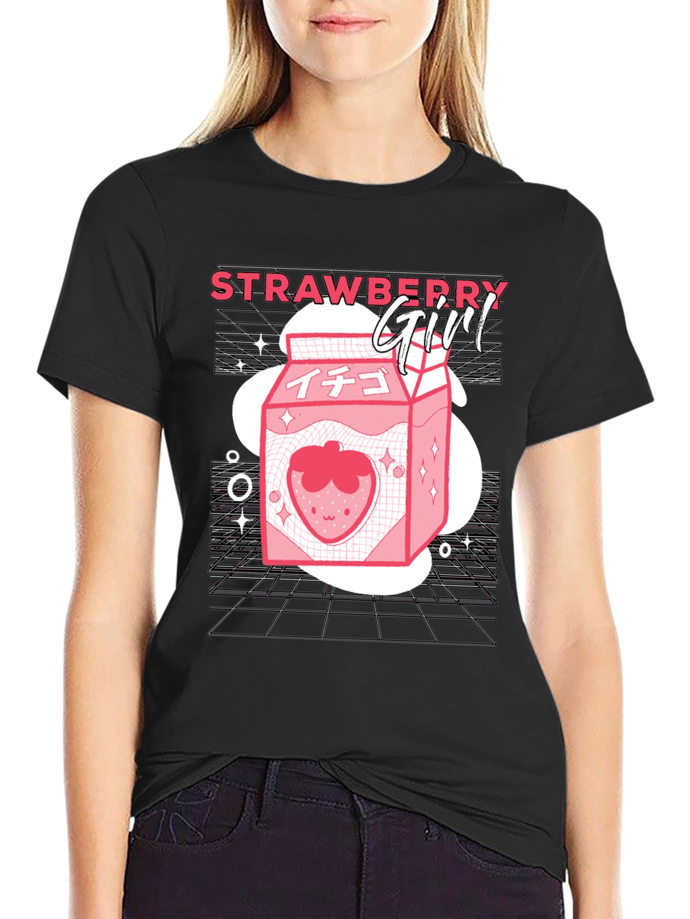 Black Strawberry Girl Graphic Tee - Anime Inspired view 2